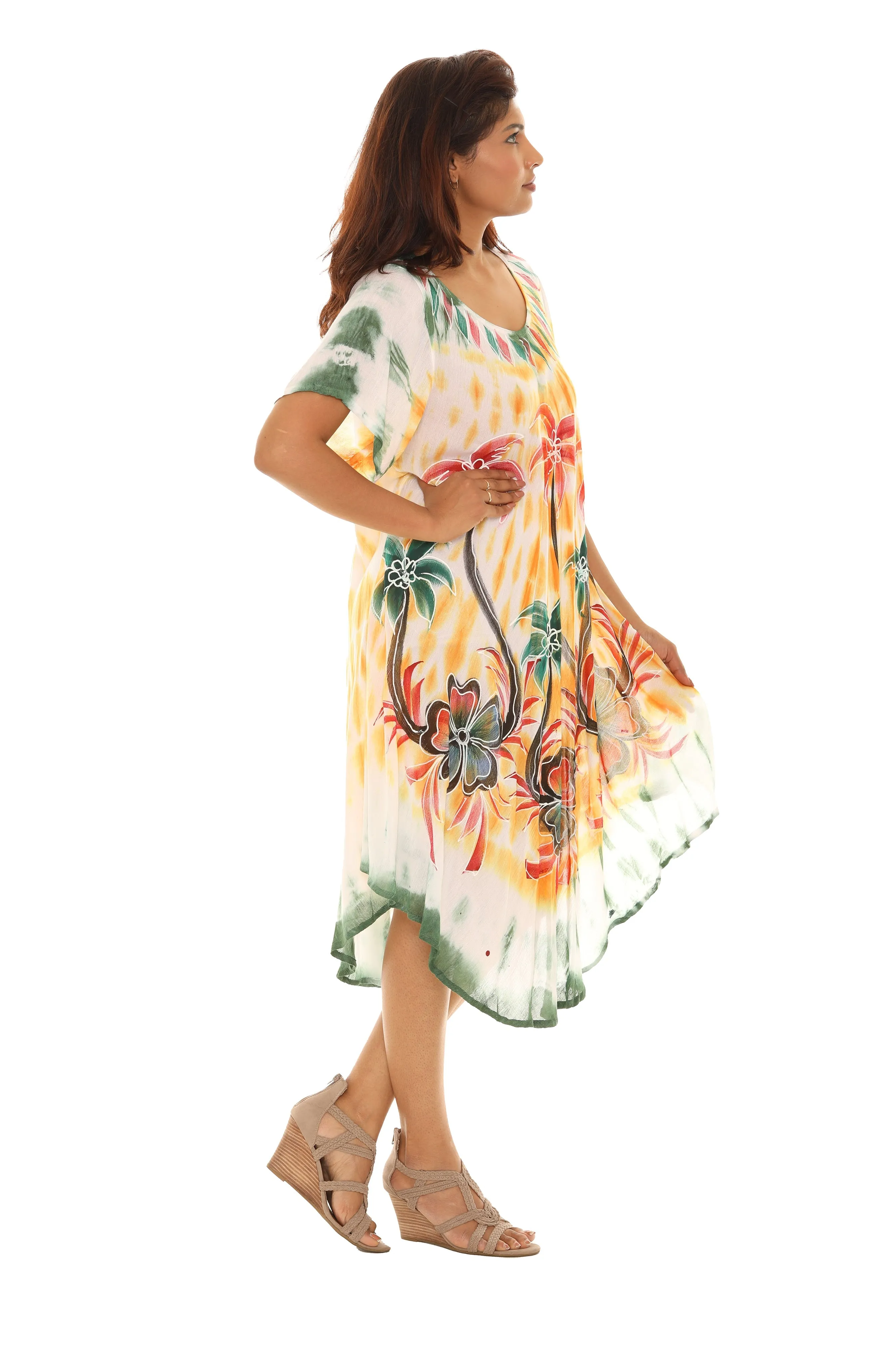 Palm Tree Print & Tie Dye Rayon Sundress