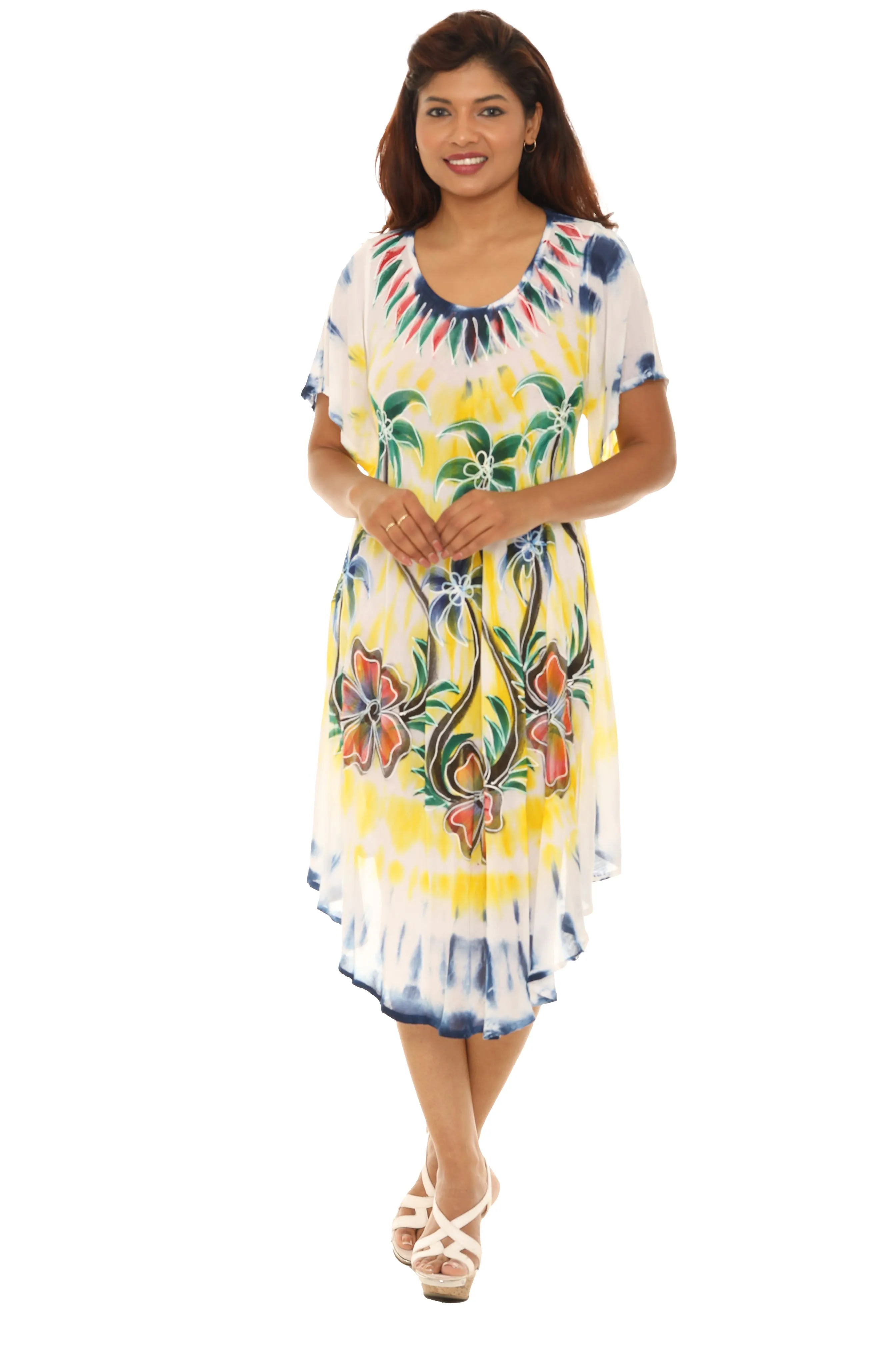 Palm Tree Print & Tie Dye Rayon Sundress