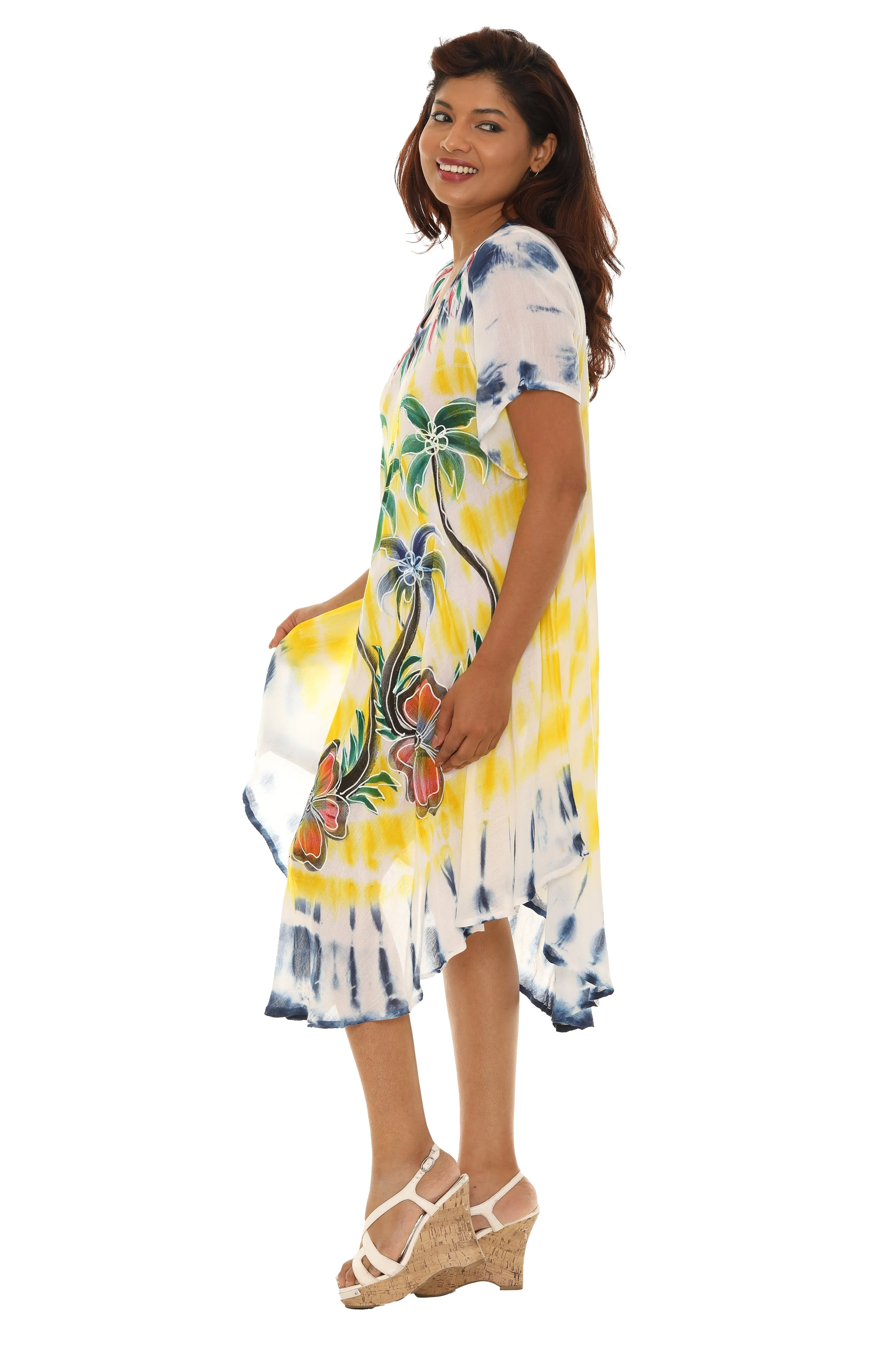 Palm Tree Print & Tie Dye Rayon Sundress
