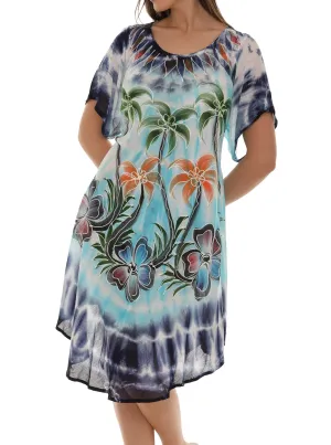 Palm Tree Print & Tie Dye Rayon Sundress