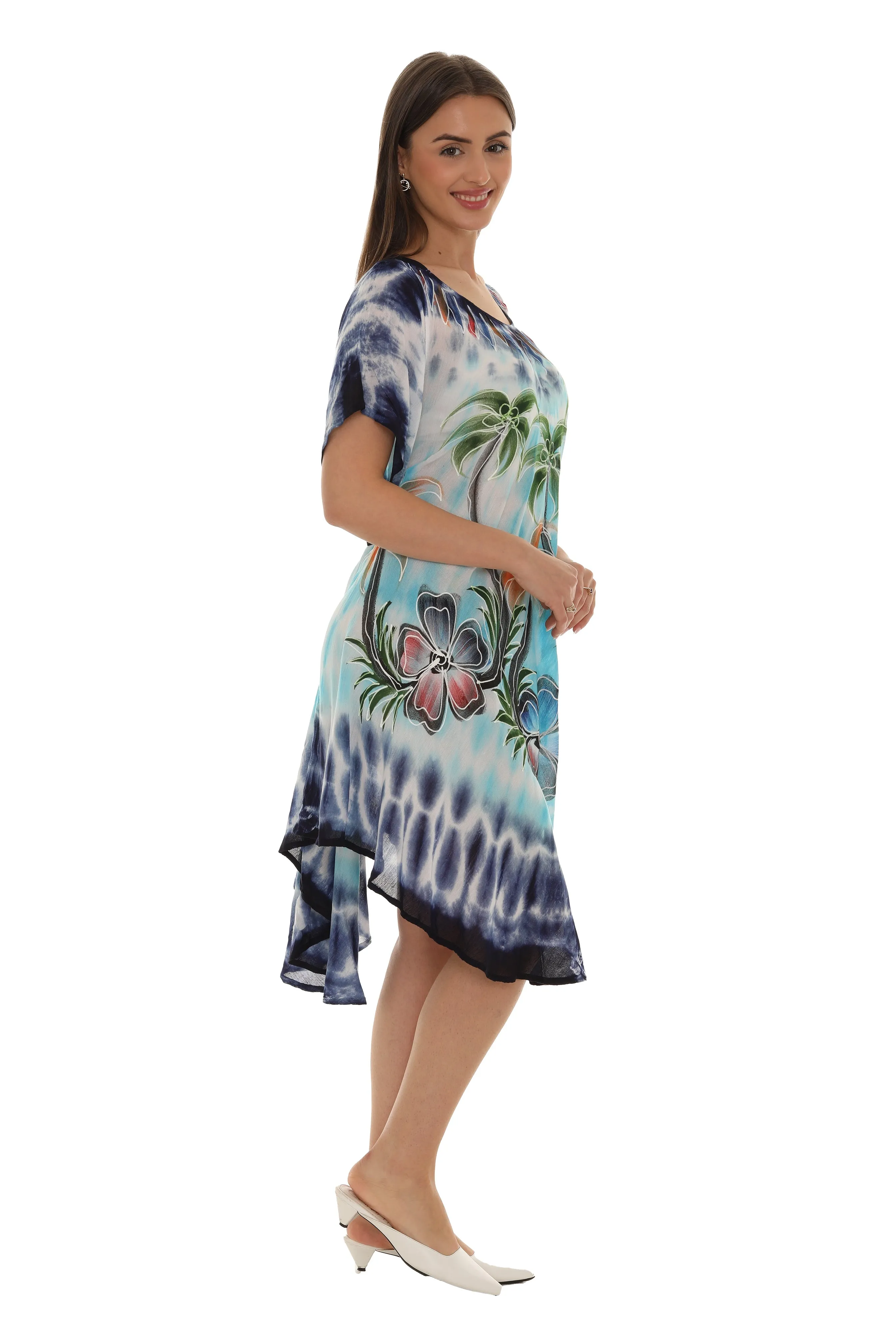 Palm Tree Print & Tie Dye Rayon Sundress