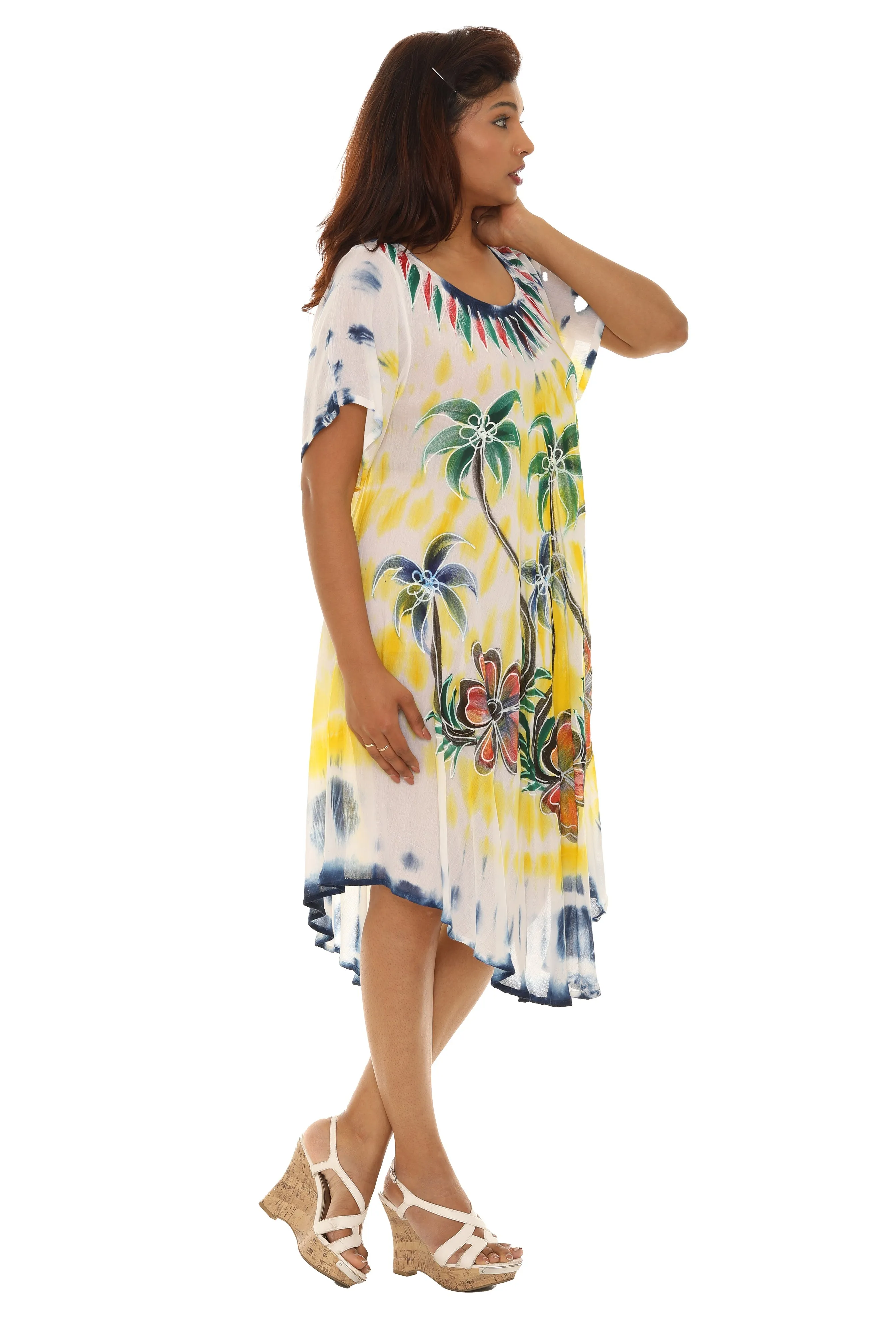 Palm Tree Print & Tie Dye Rayon Sundress