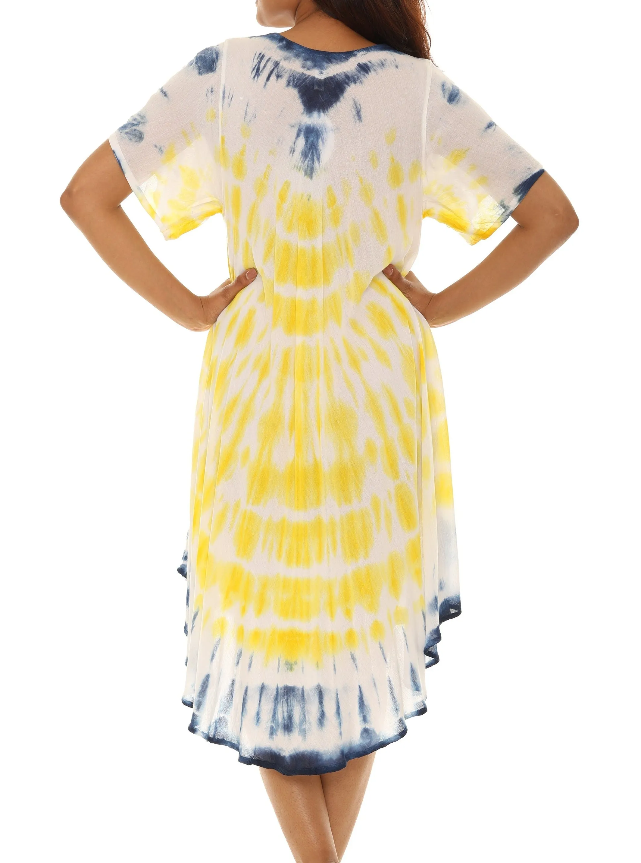 Palm Tree Print & Tie Dye Rayon Sundress