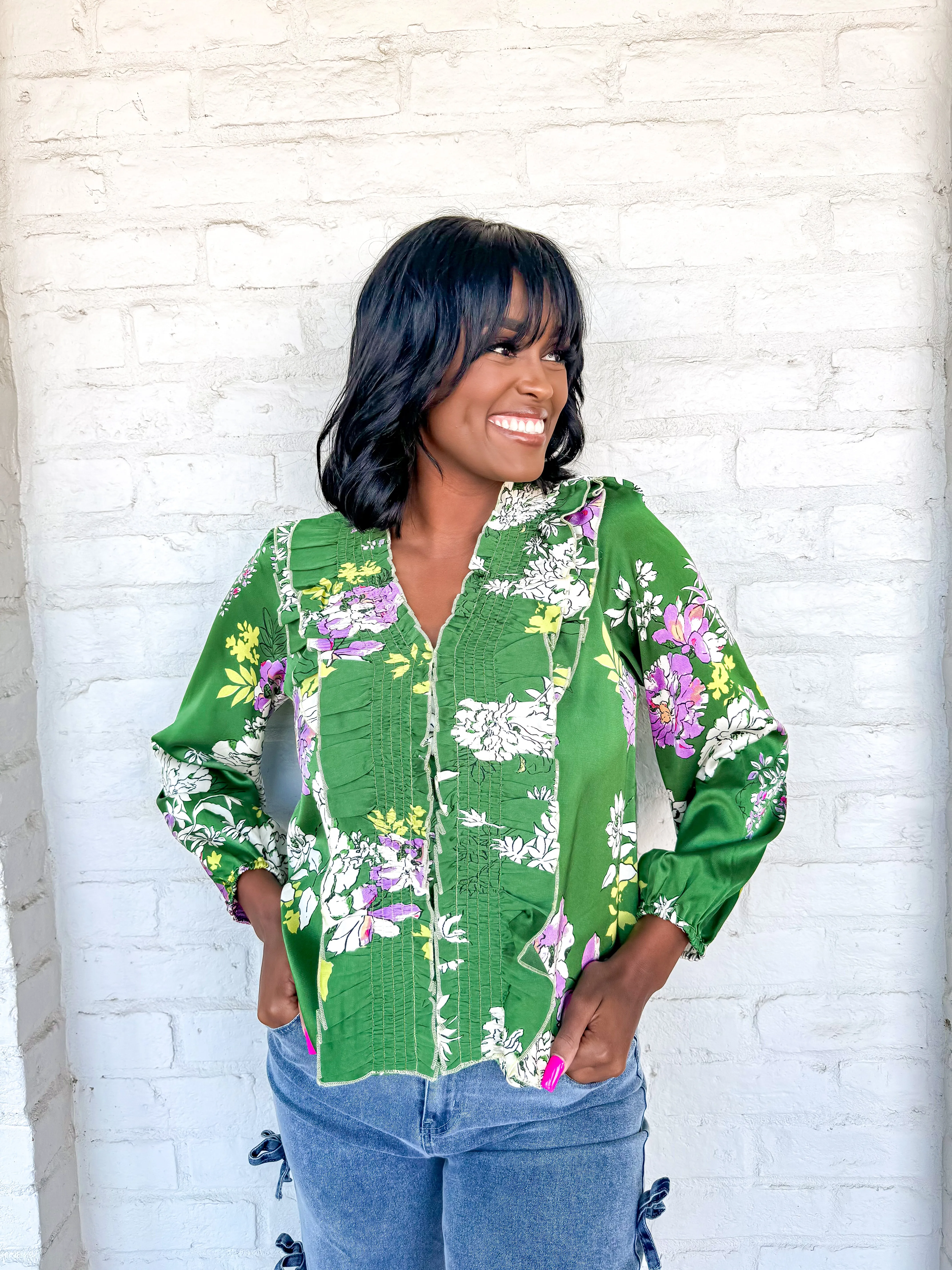 Petal and Bloom Green Top