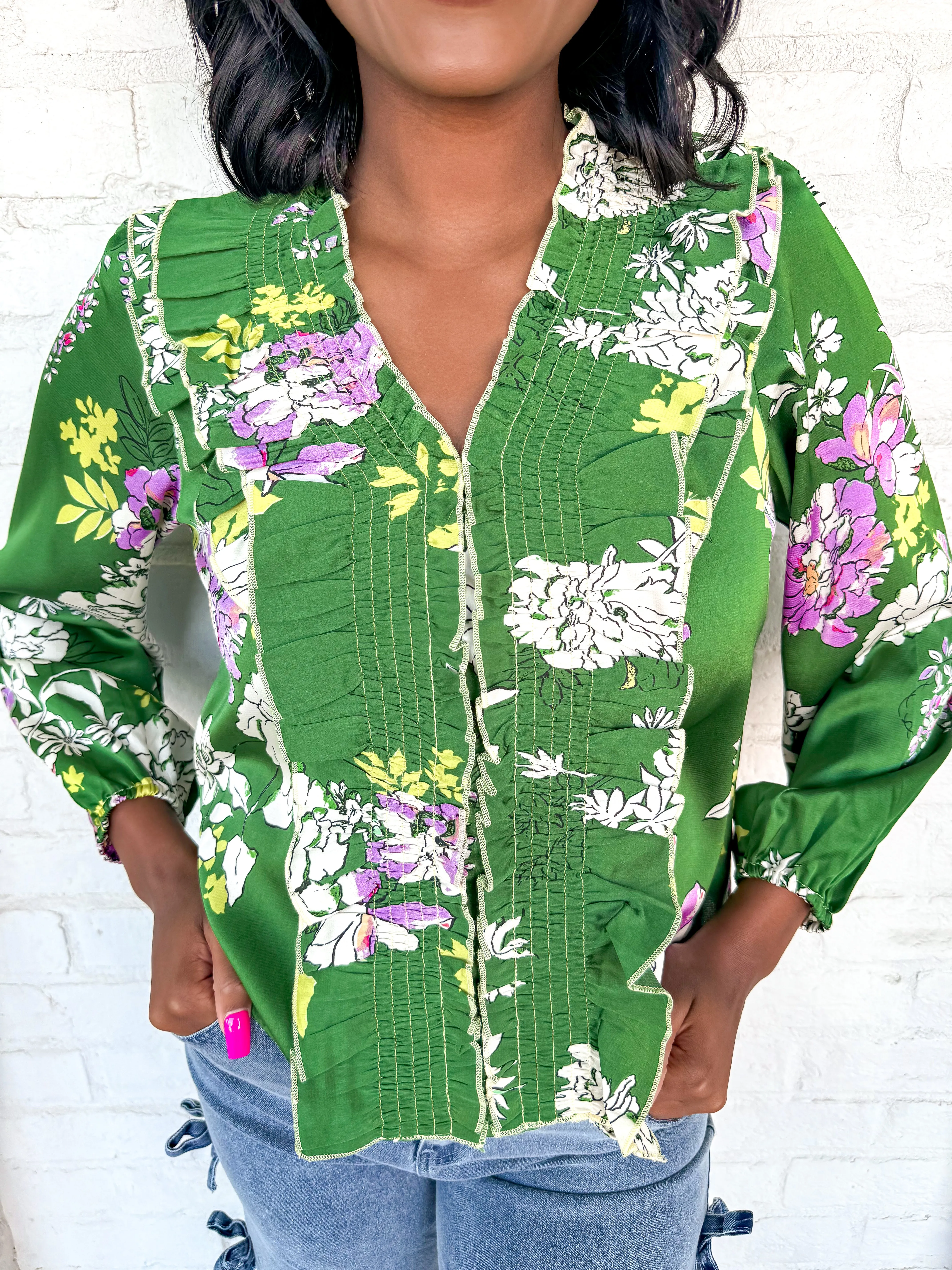 Petal and Bloom Green Top