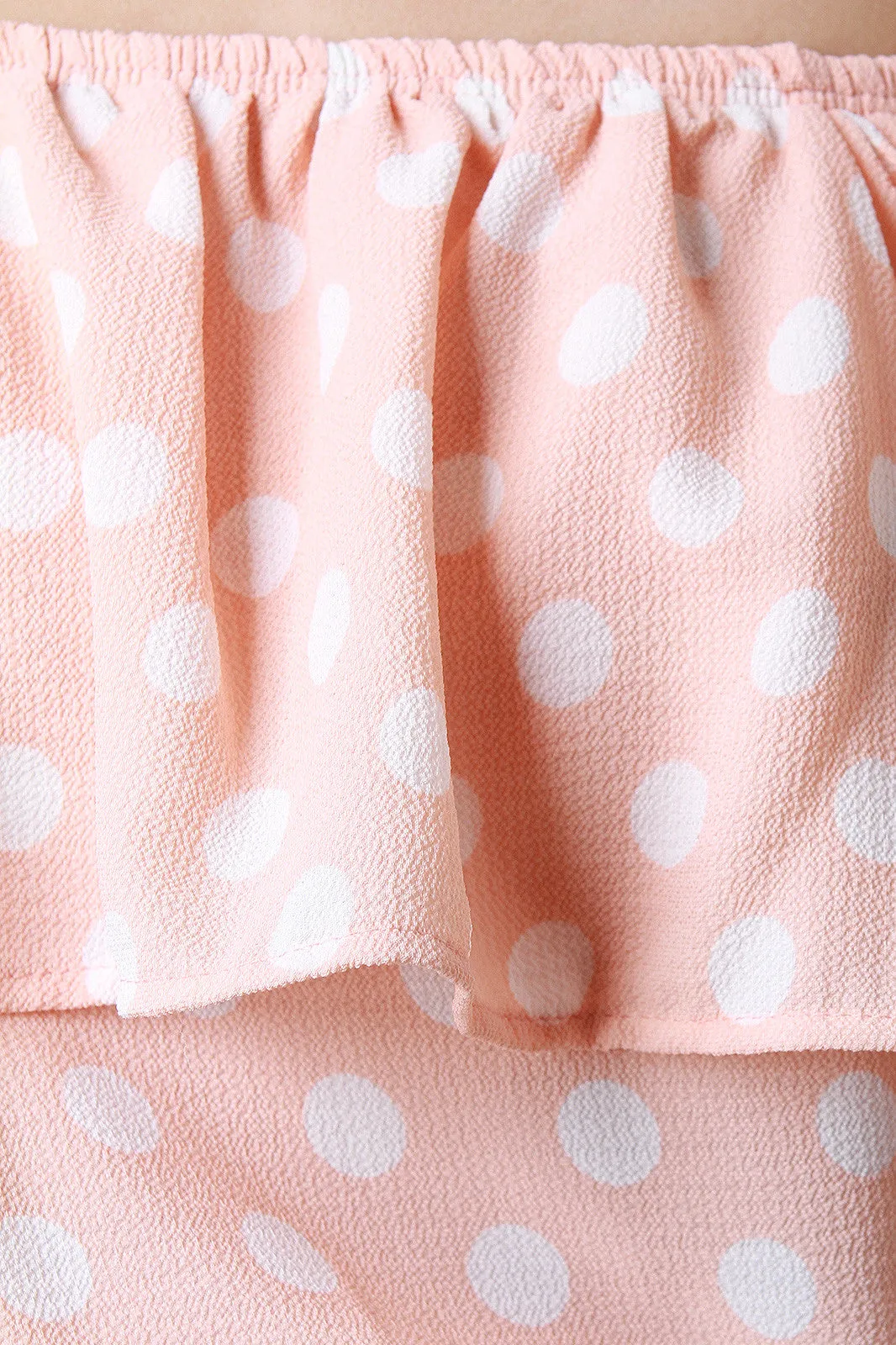 Polka Dot Print Off Shoulder Top