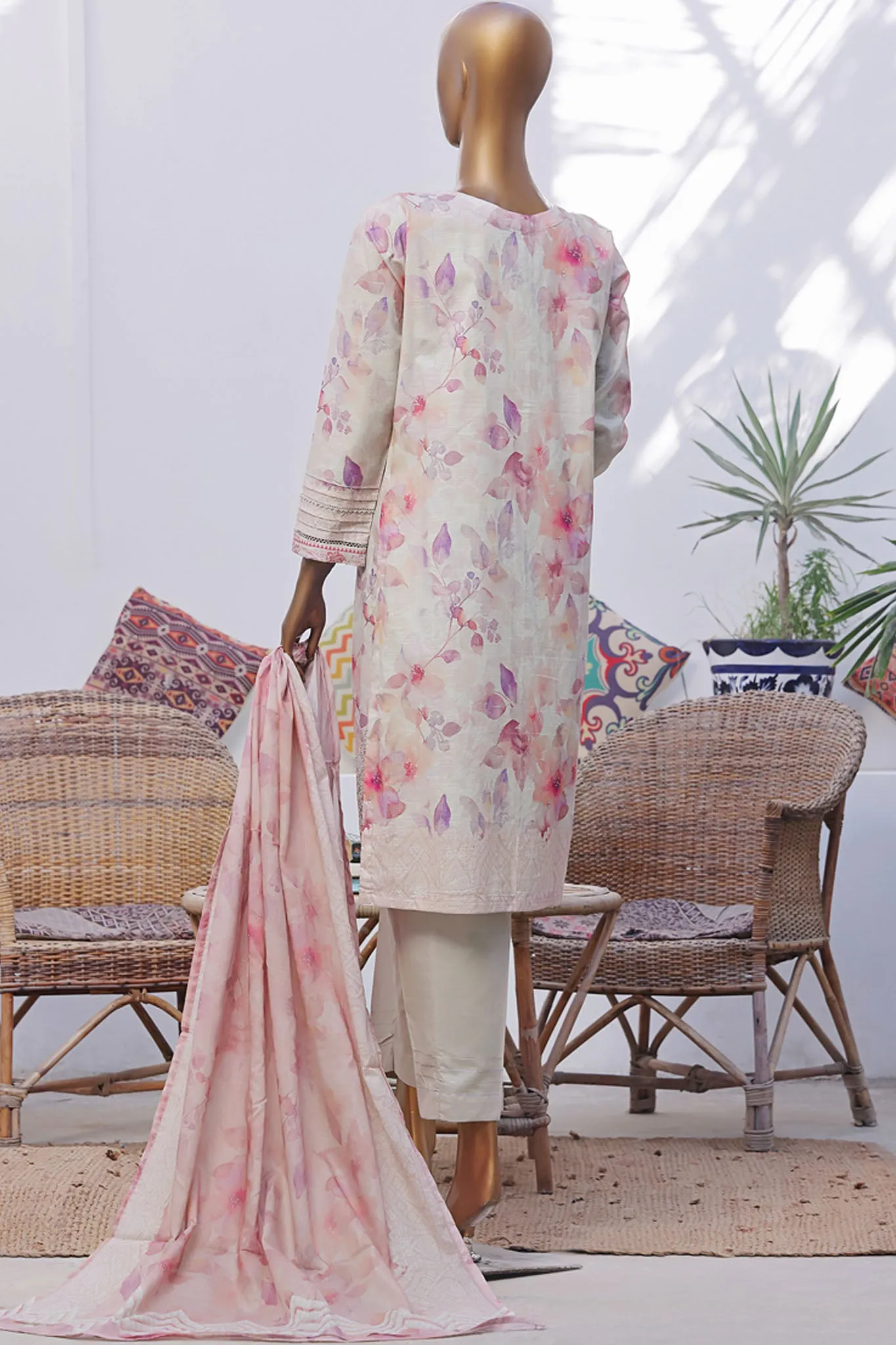 Printkari By HZ Stitched 3 Piece Emb Slub Cambric Collection'2024-CPK-805