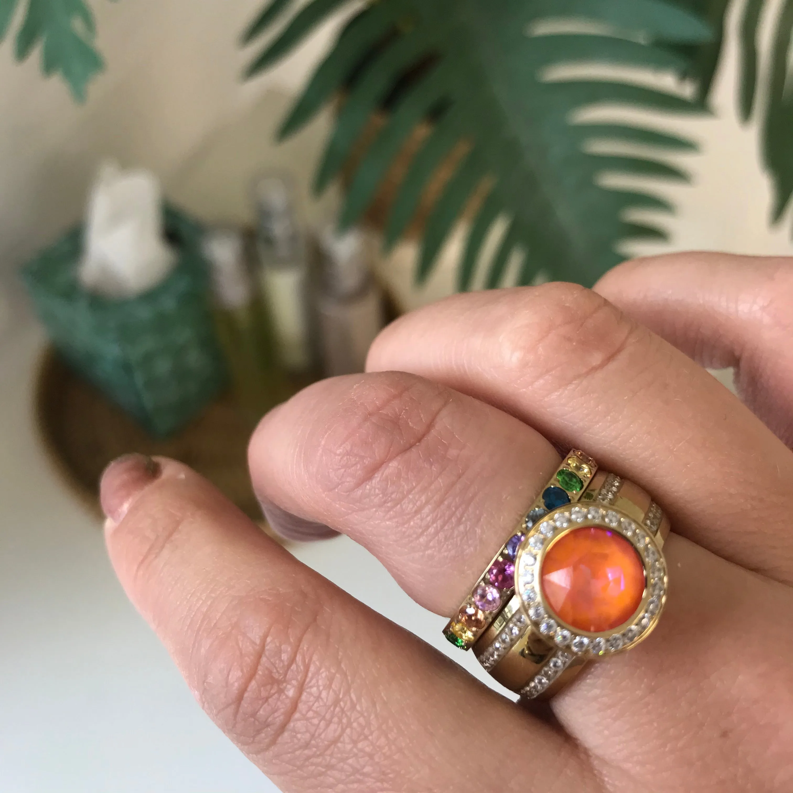 Qudo Tondo Deluxe 13mm Gold Topper - Orange Glow Delite