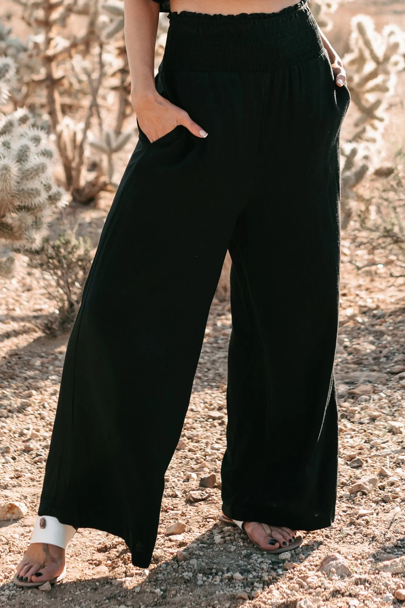 Ready For Whatever Smocked Two-Piece Set (Black)