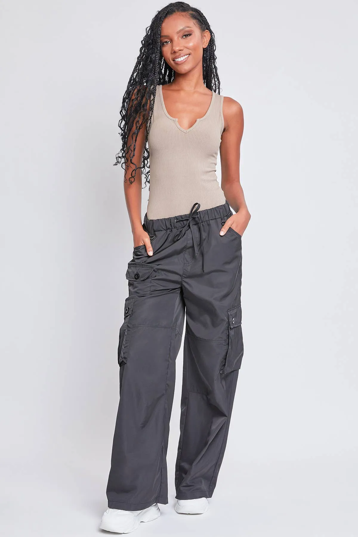 RELAXED FIT STRAIGHT LEG CARGO NYLON PANTS