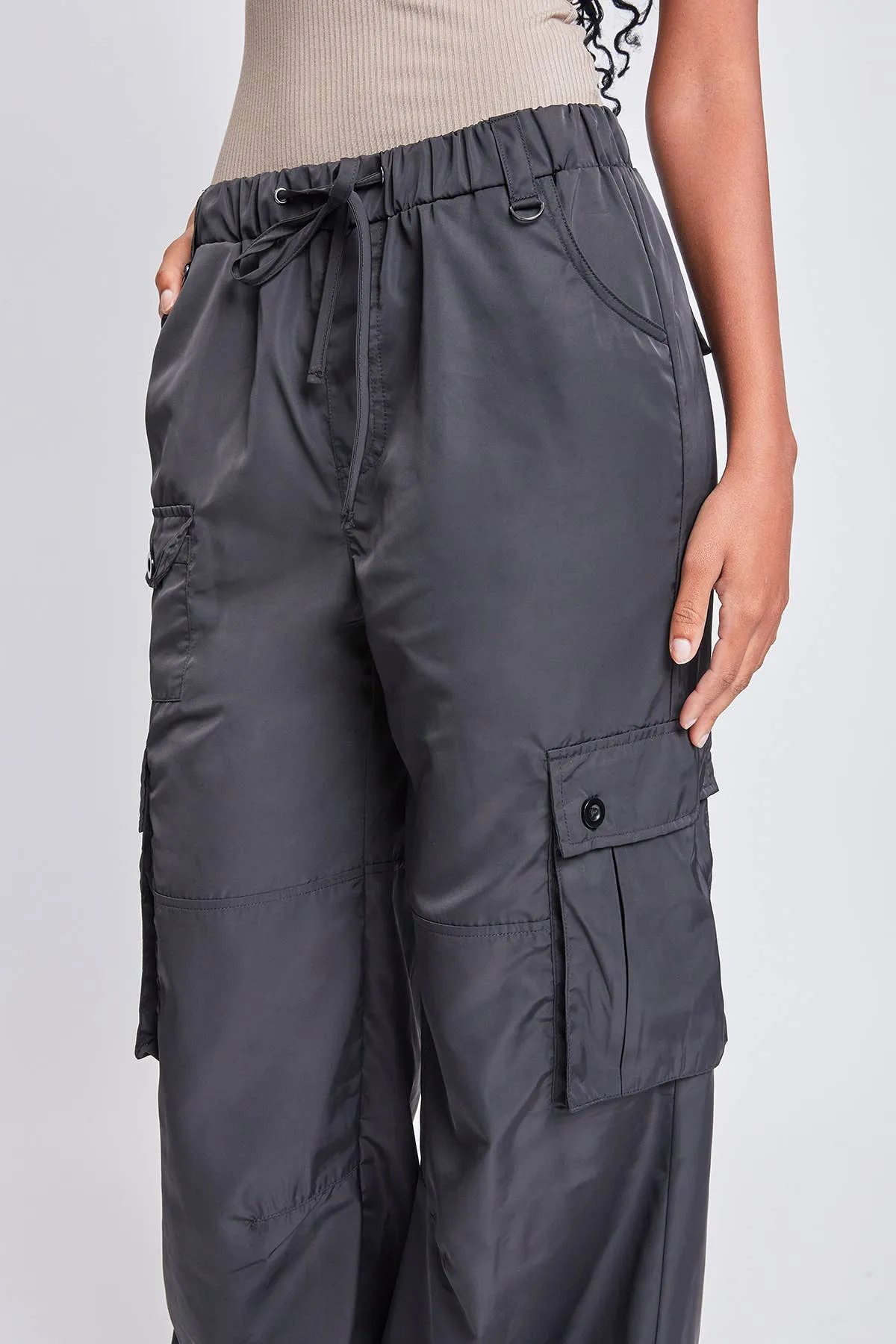 RELAXED FIT STRAIGHT LEG CARGO NYLON PANTS