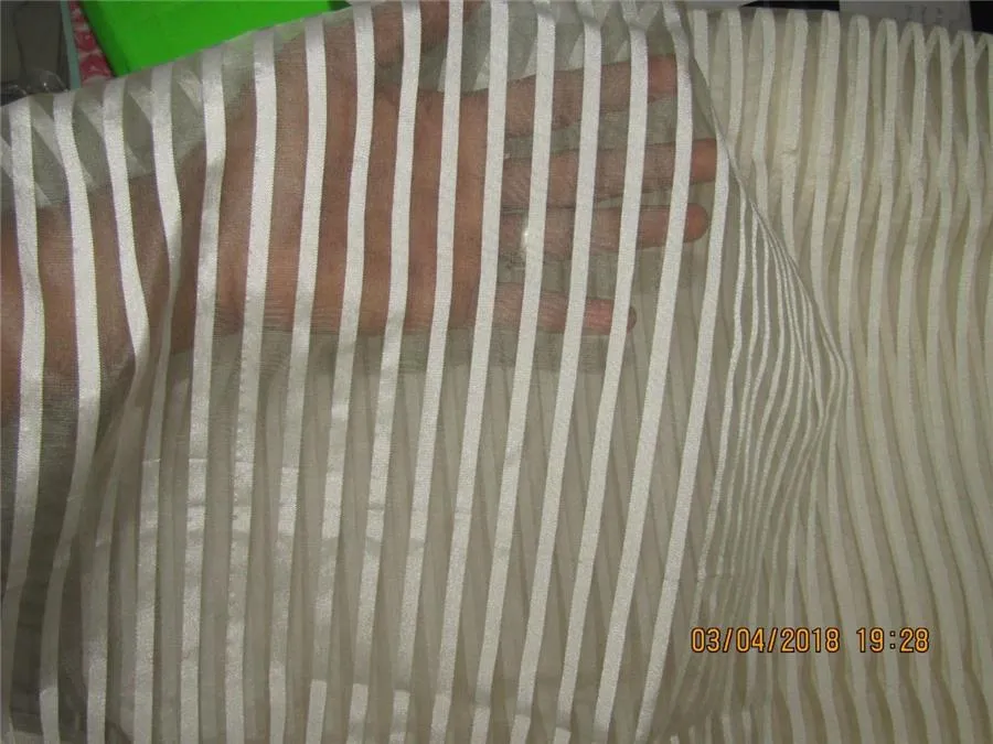 silk organza stripe natural ivory color 44&quot;wide [8440]