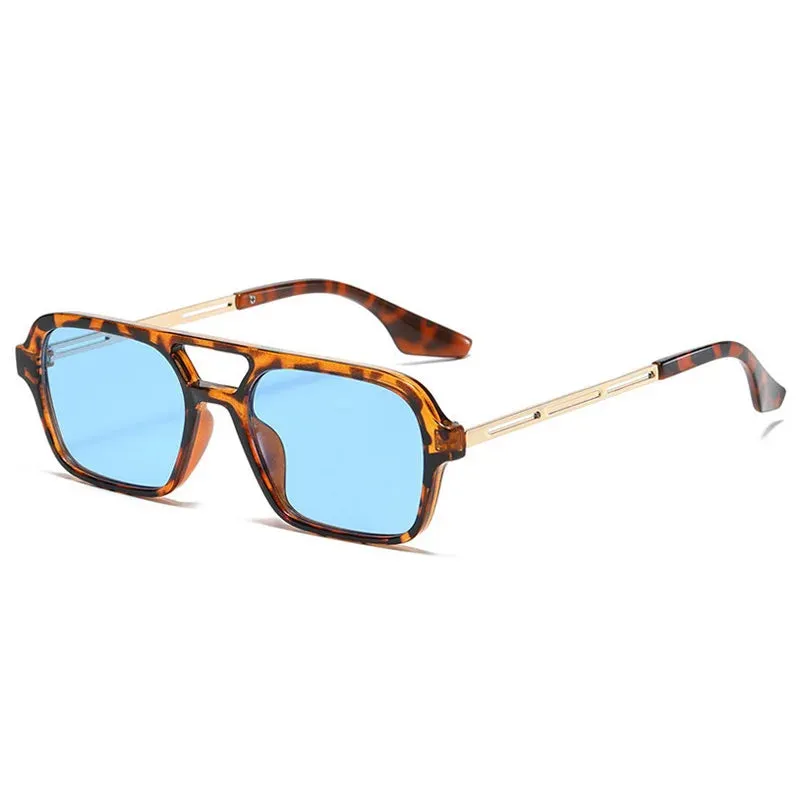 Small Frame Square Sunglasses Woman Luxury Vintage Leopard