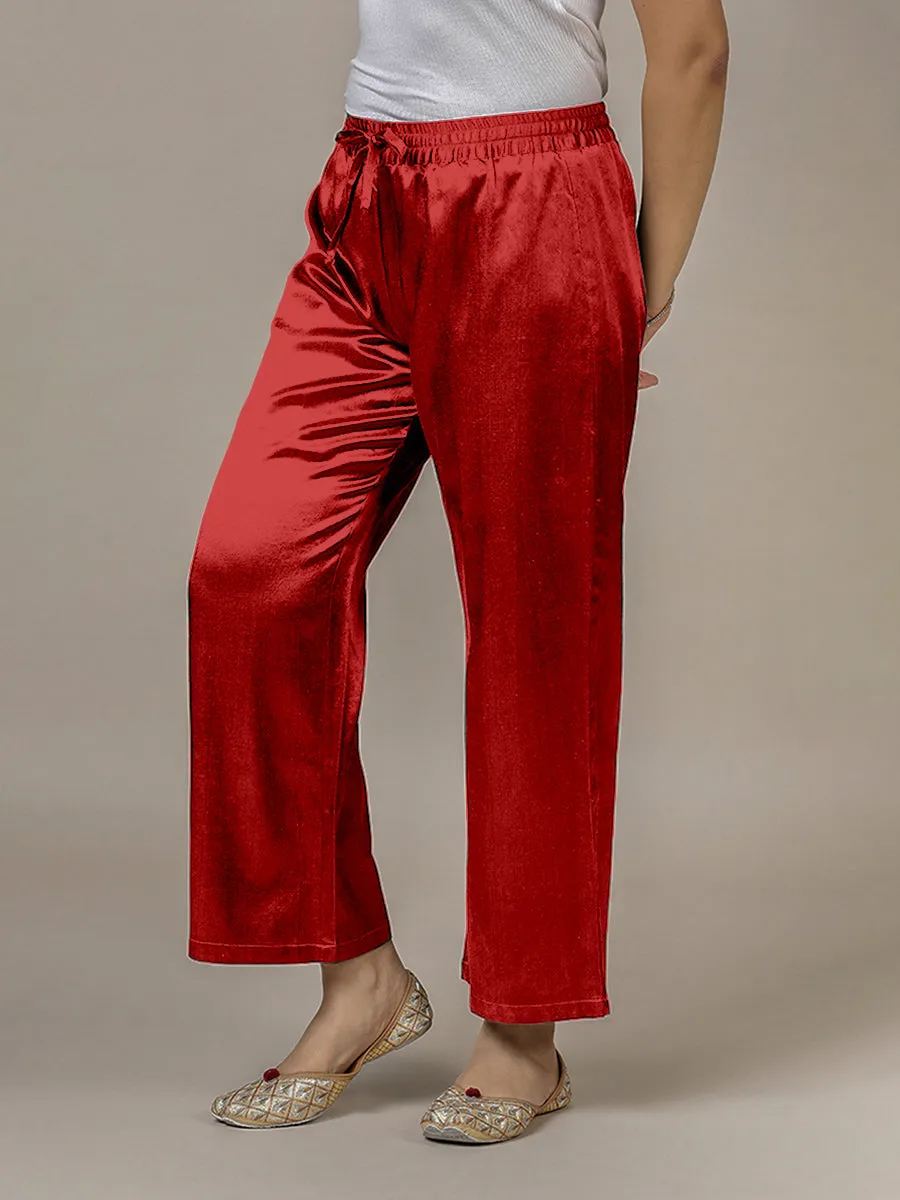 Swara x Tyohaar | Ruby Red Mashru Silk Pants