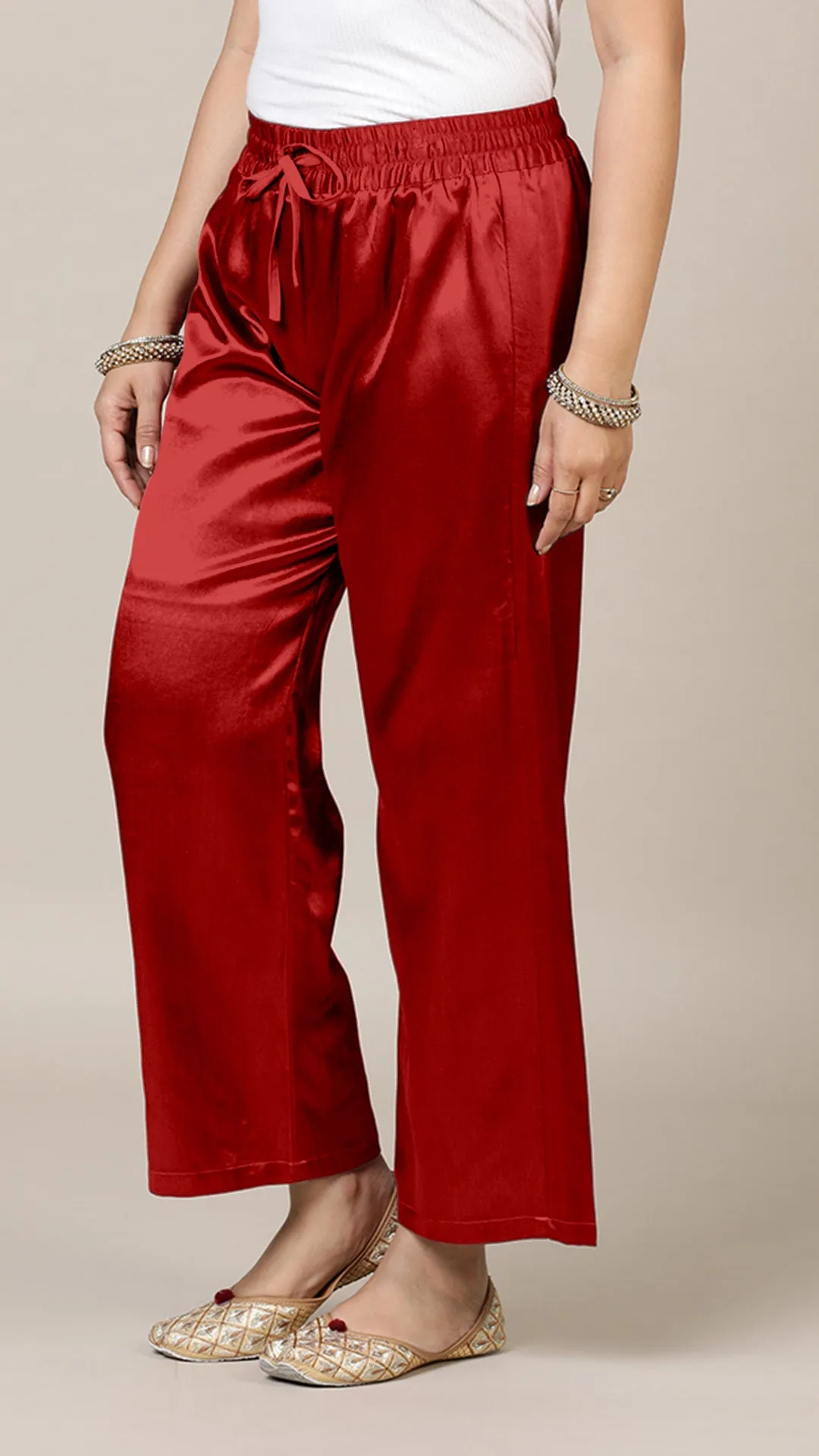 Swara x Tyohaar | Ruby Red Mashru Silk Pants