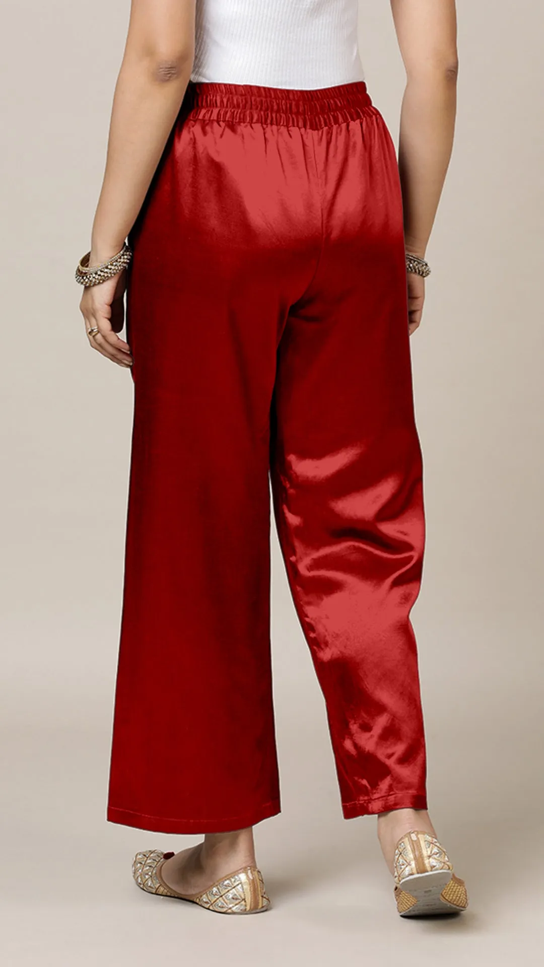 Swara x Tyohaar | Ruby Red Mashru Silk Pants