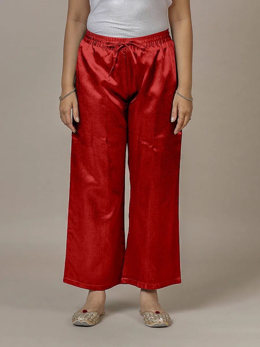 Swara x Tyohaar | Ruby Red Mashru Silk Pants