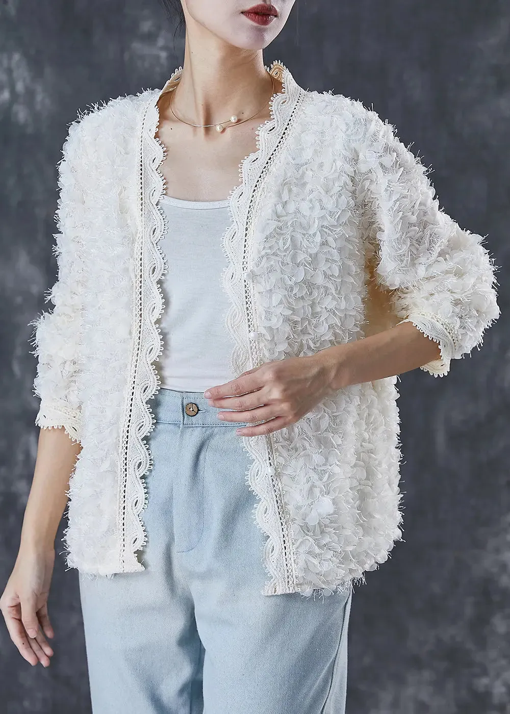 Tasseled Lace Knit Loose Coat Spring