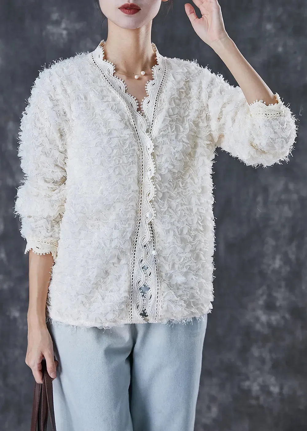 Tasseled Lace Knit Loose Coat Spring