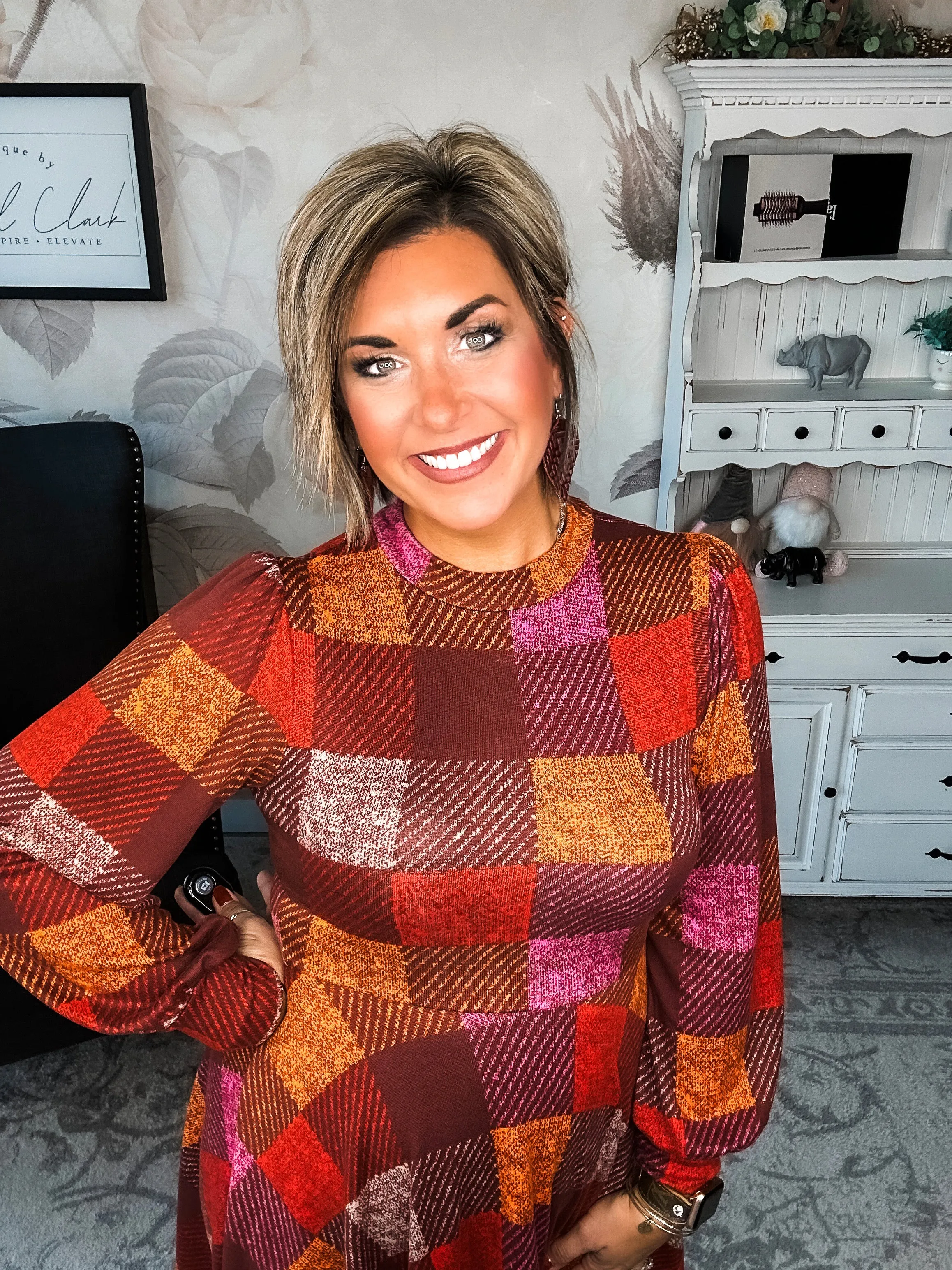 Time For Comfort Dress - Red Checker
