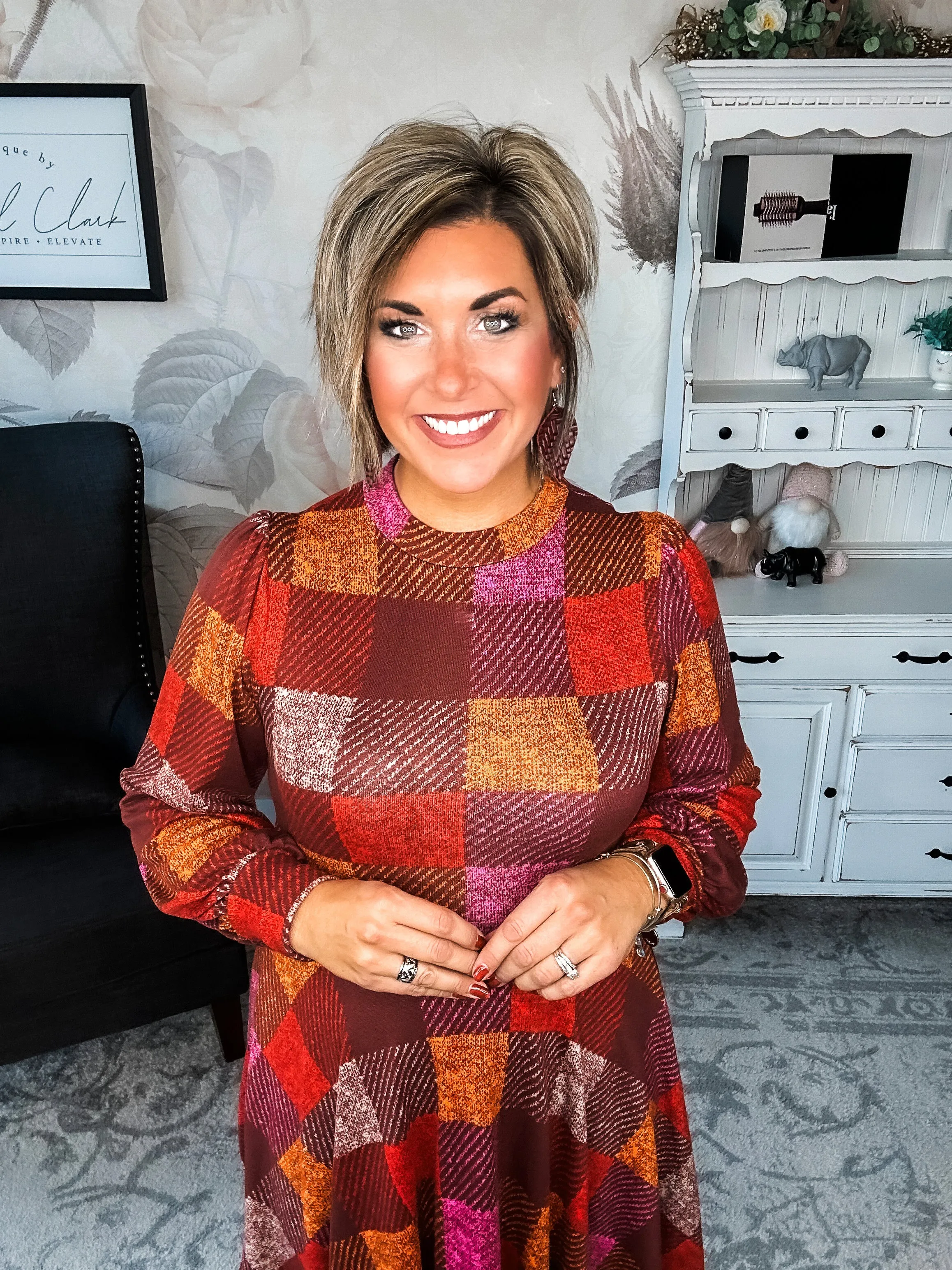 Time For Comfort Dress - Red Checker