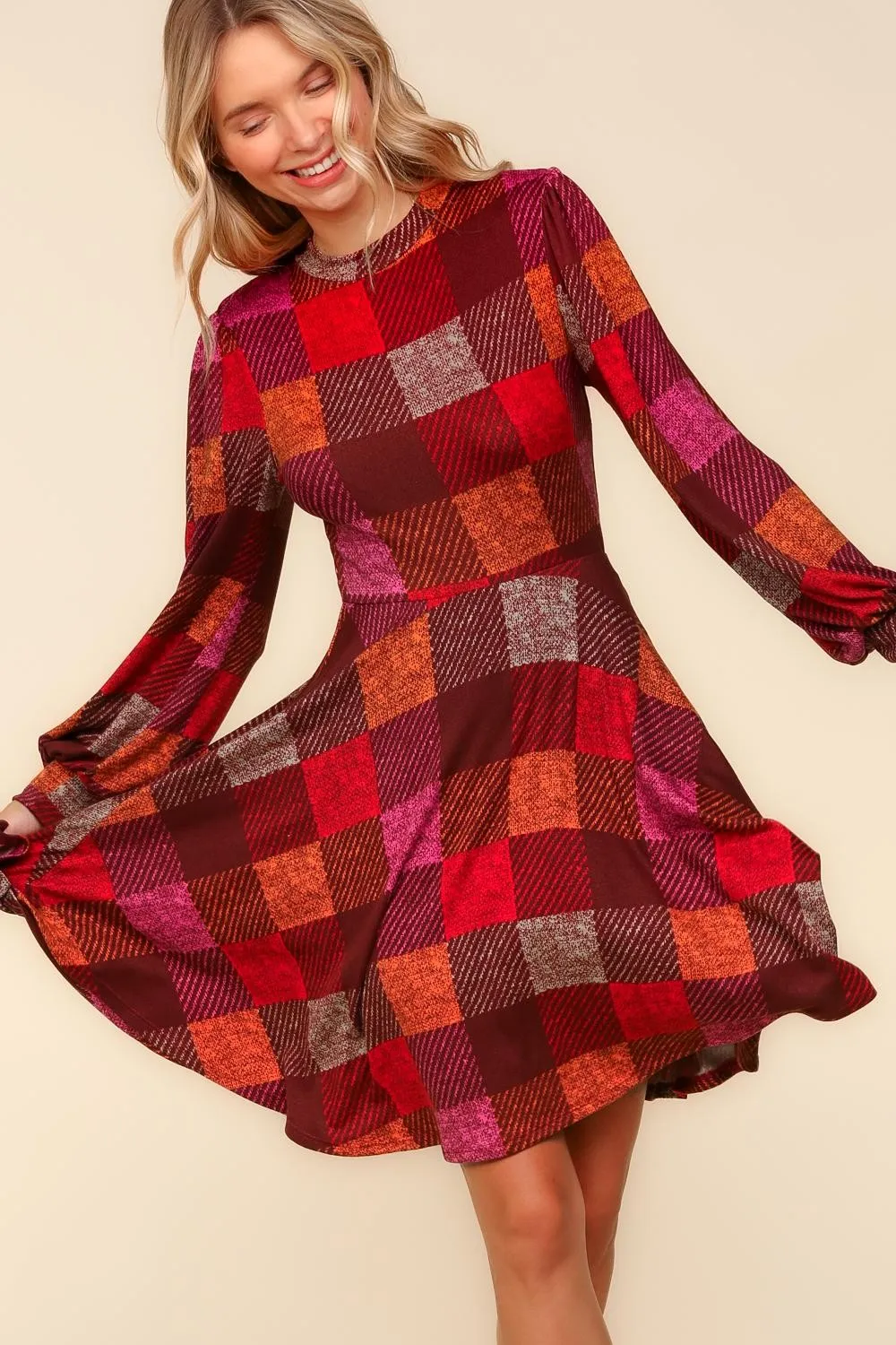 Time For Comfort Dress - Red Checker