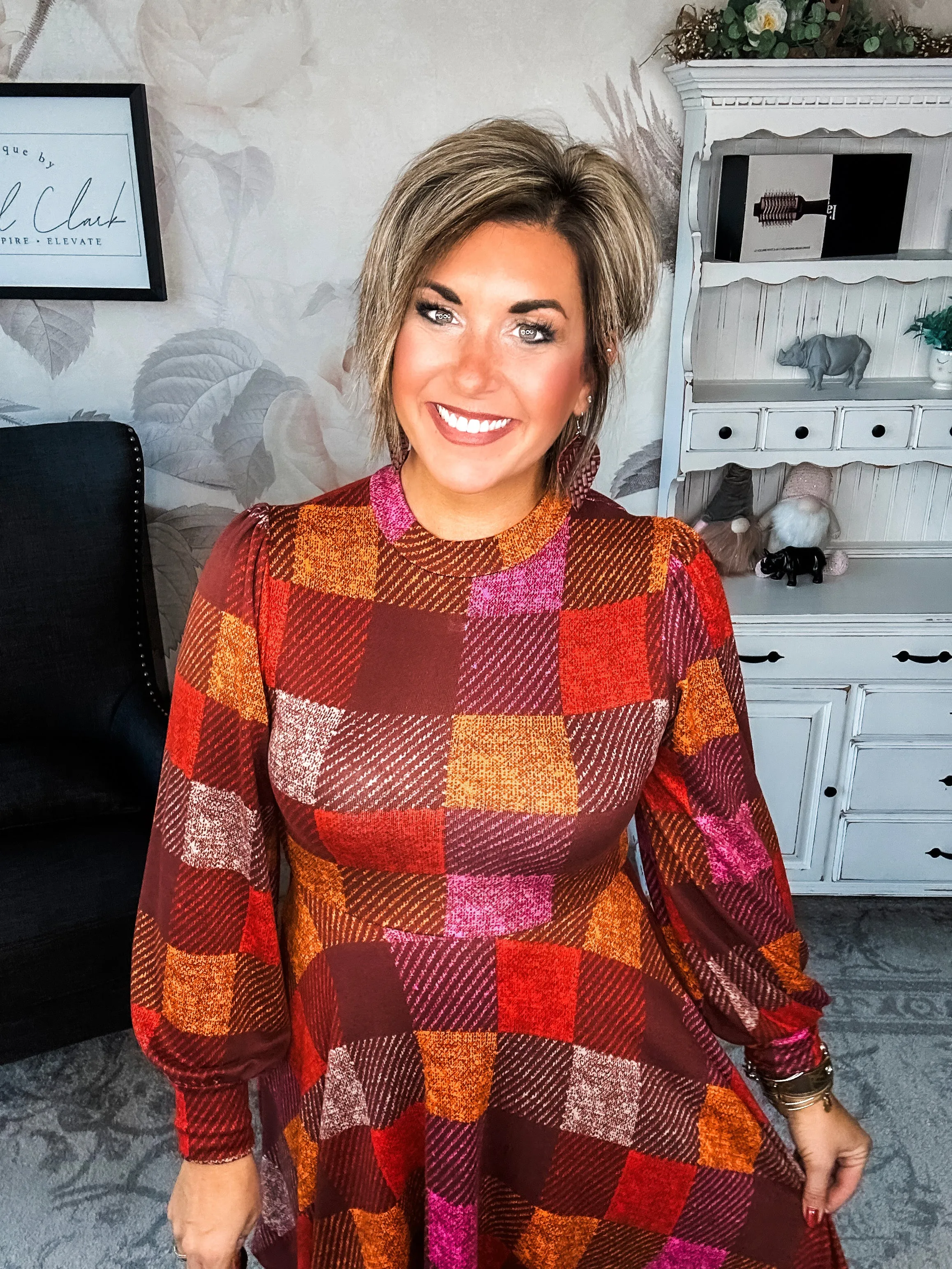 Time For Comfort Dress - Red Checker