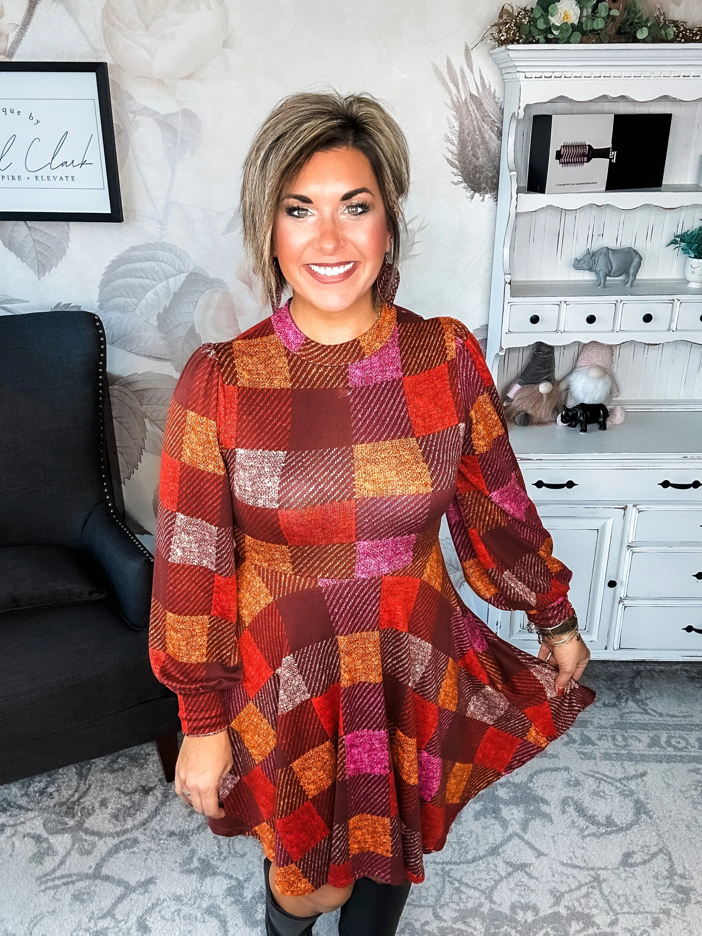 Time For Comfort Dress - Red Checker