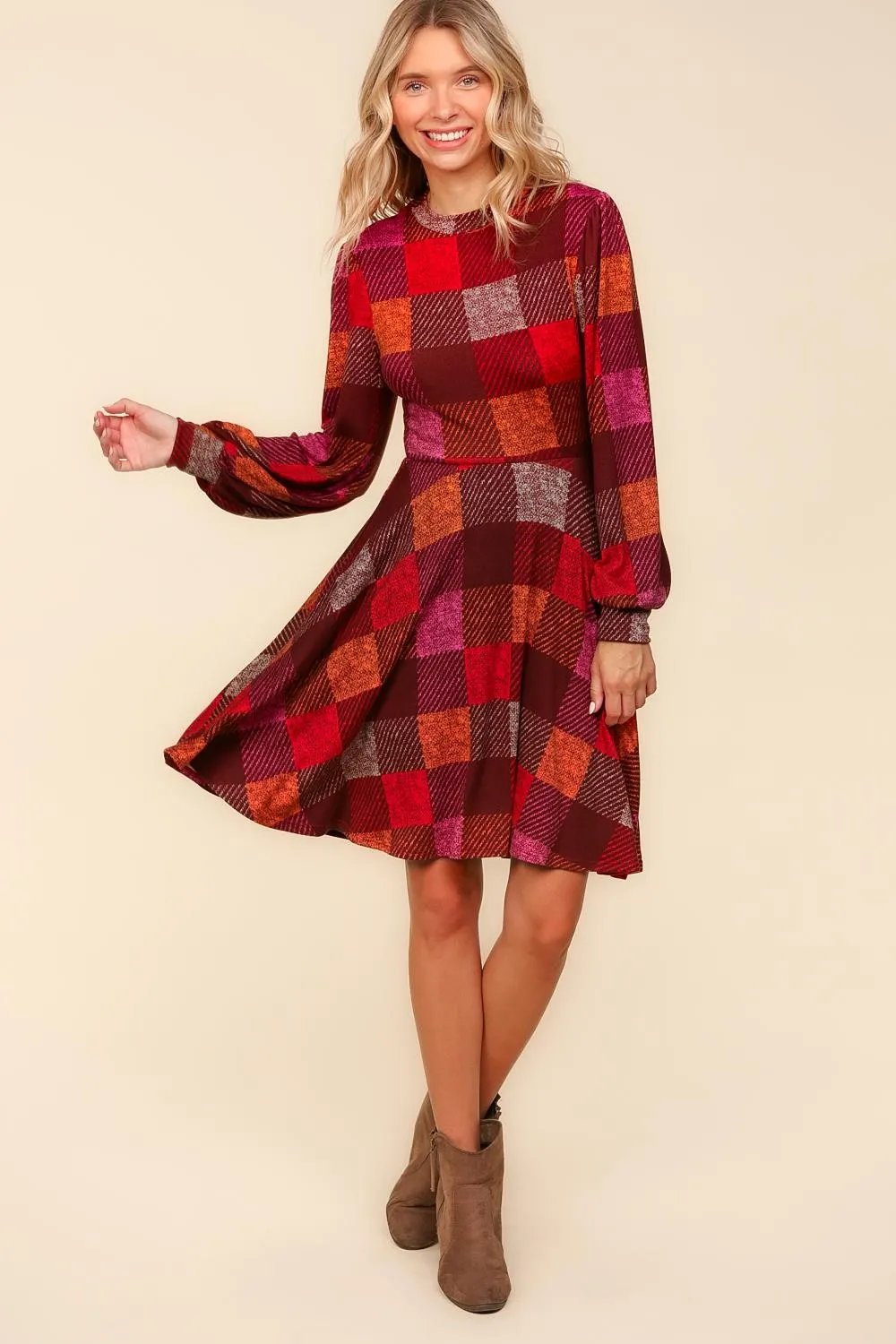 Time For Comfort Dress - Red Checker