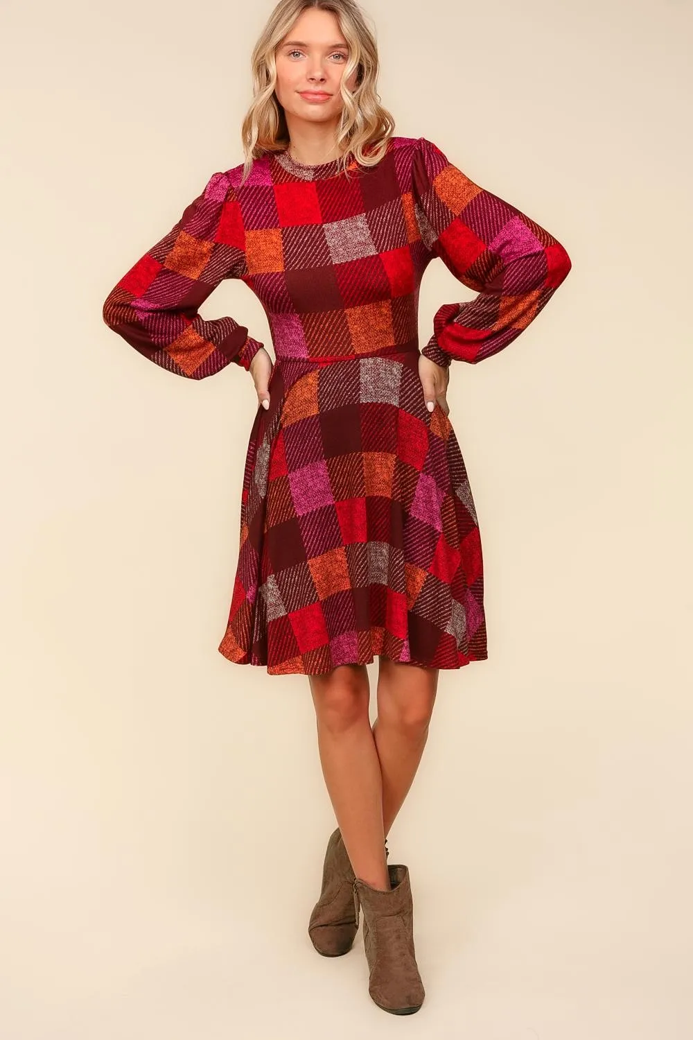 Time For Comfort Dress - Red Checker