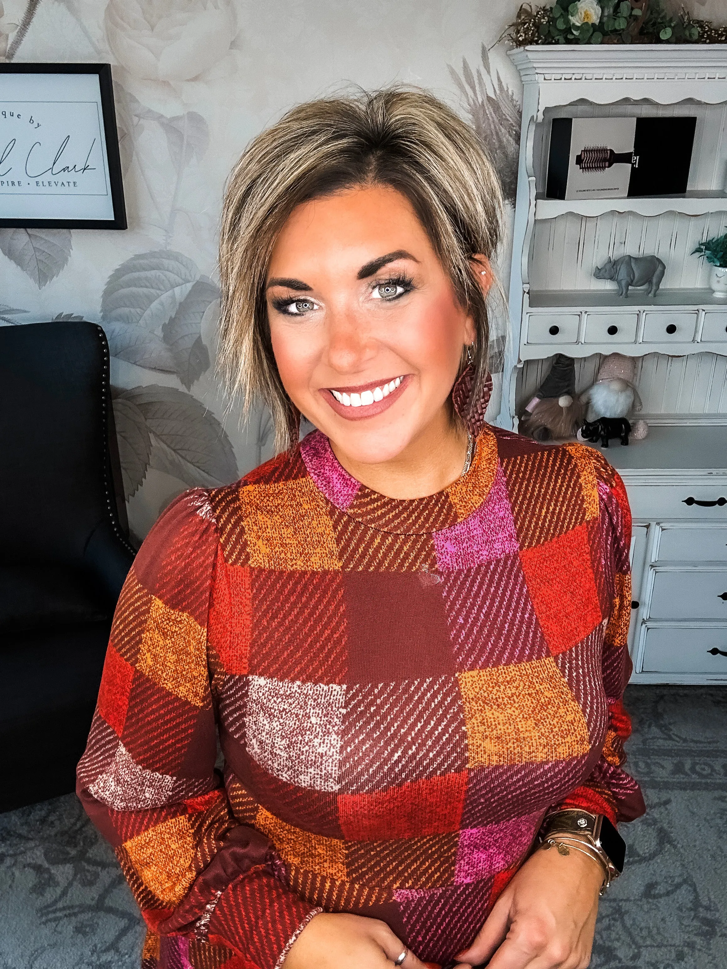 Time For Comfort Dress - Red Checker