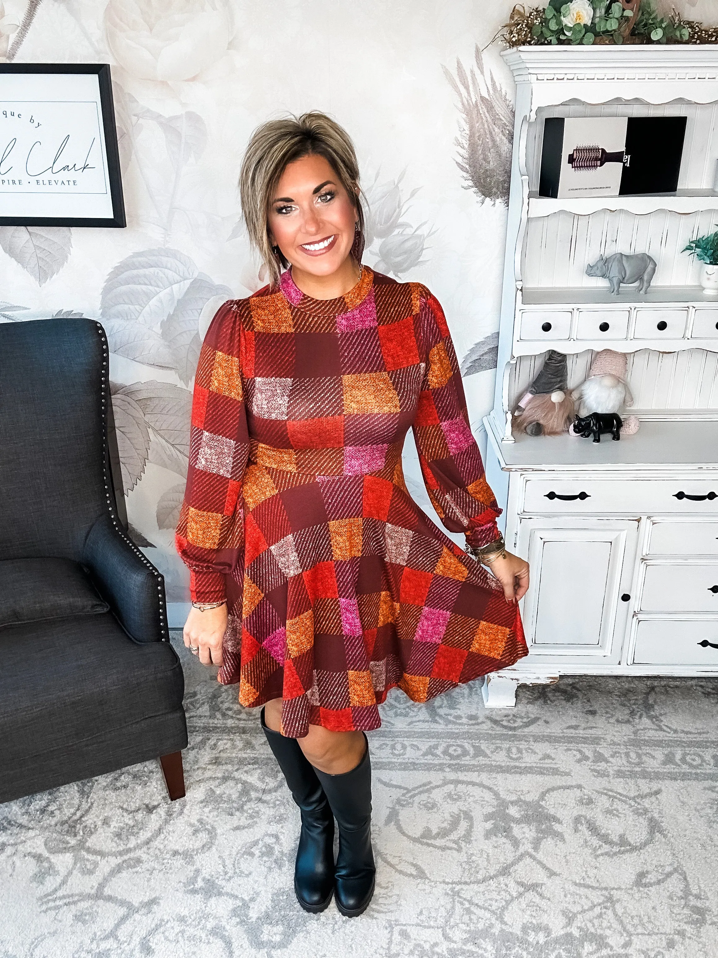 Time For Comfort Dress - Red Checker