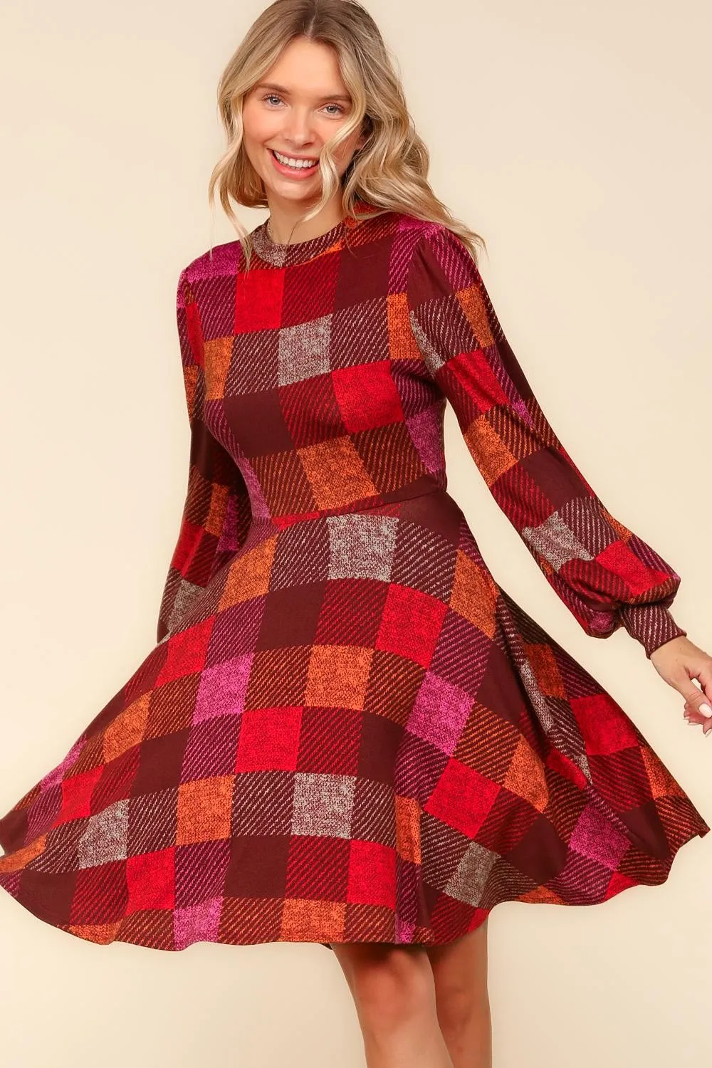 Time For Comfort Dress - Red Checker