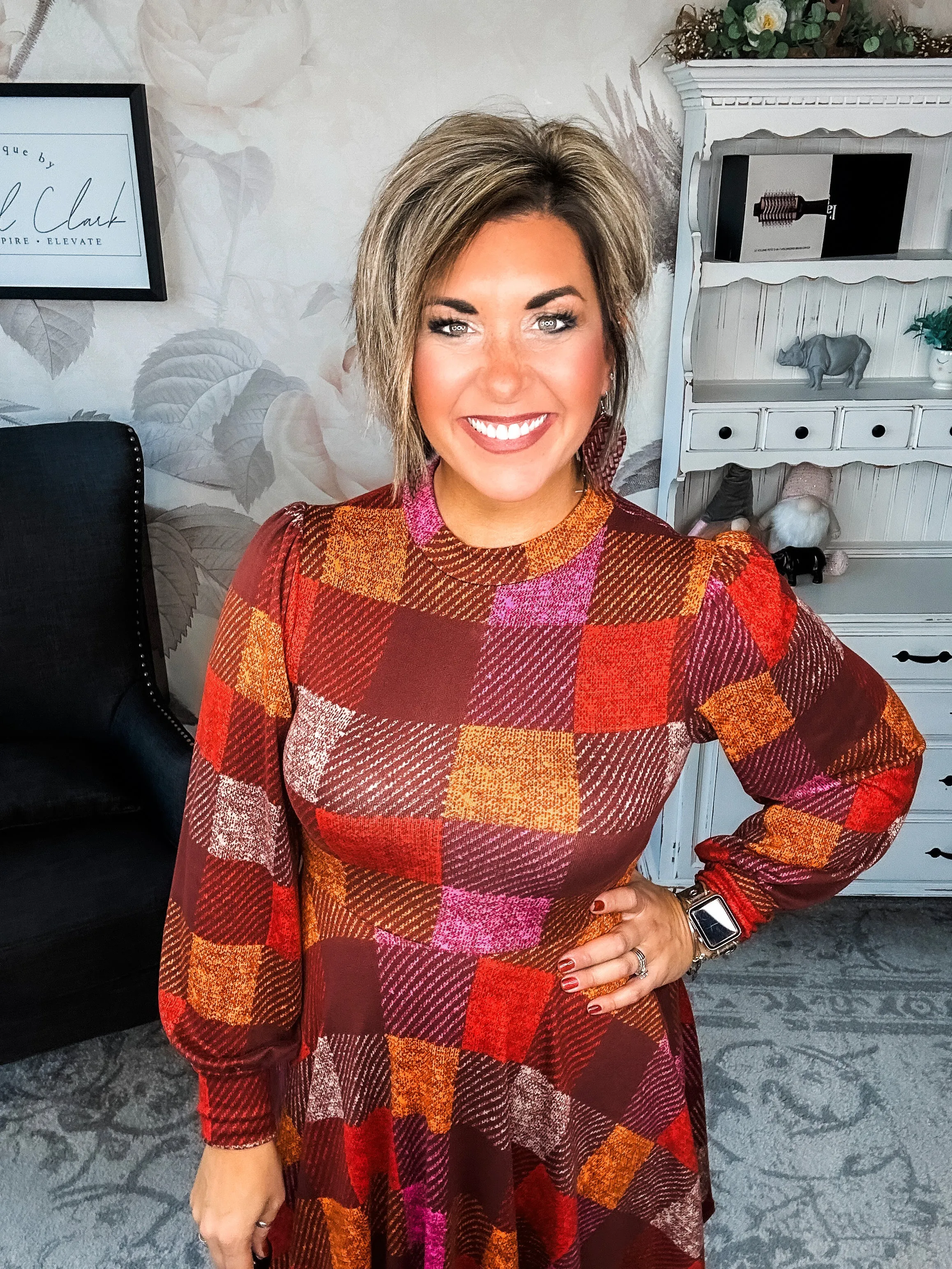 Time For Comfort Dress - Red Checker