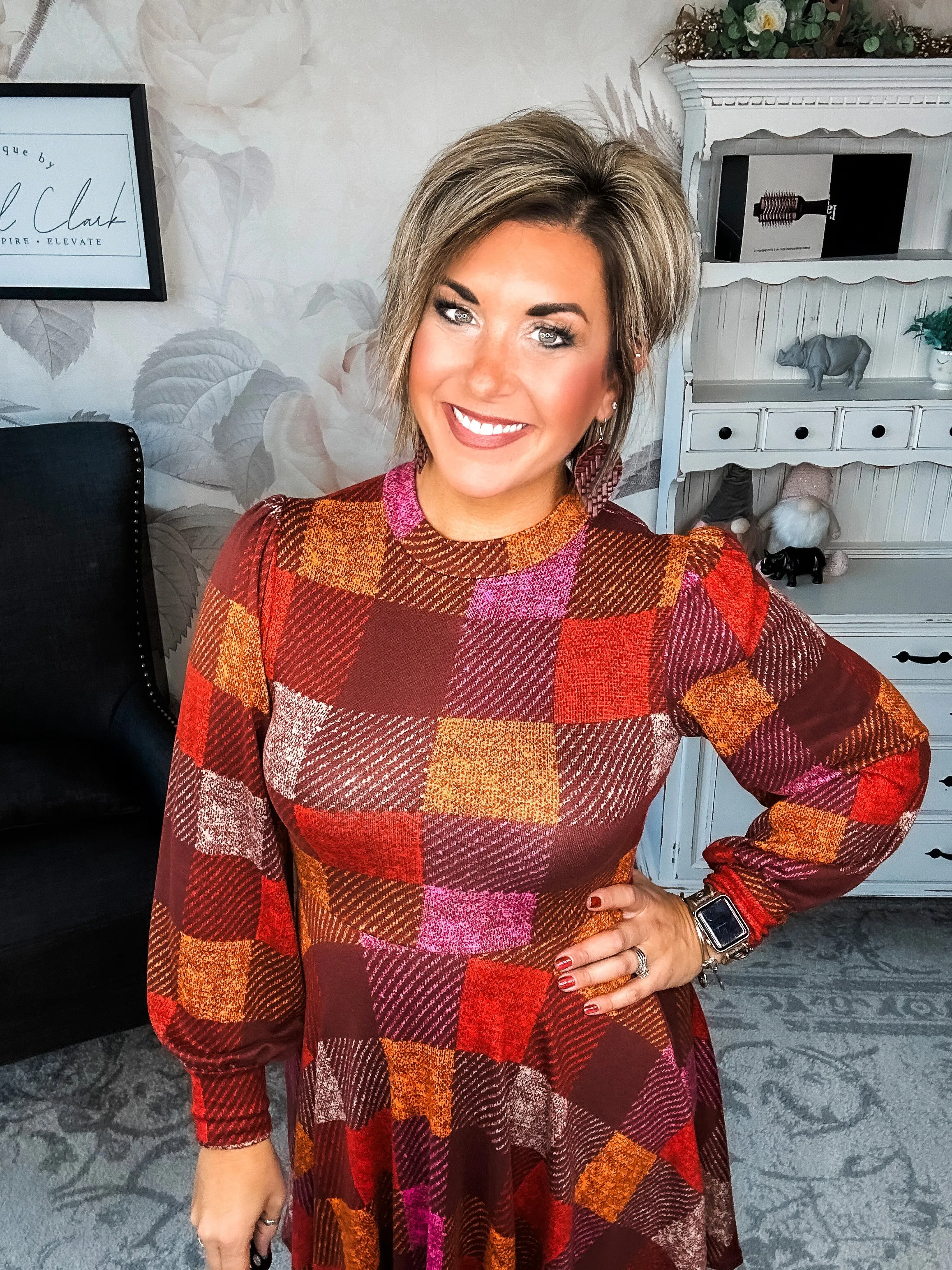 Time For Comfort Dress - Red Checker