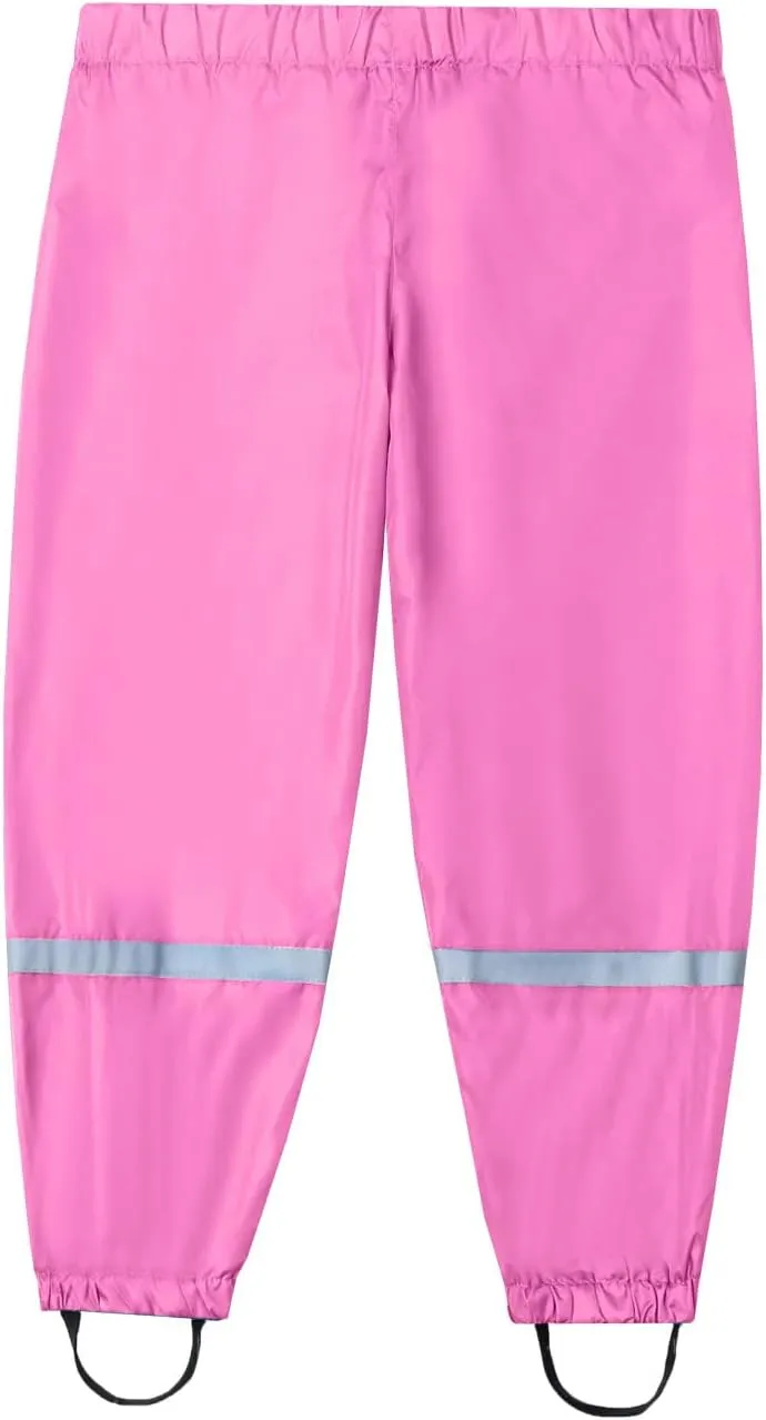 Toddler Girls Boys Cotton Lined Reflective Waterproof Rain Pants Trousers Windproof and Breathable for Boys Girls