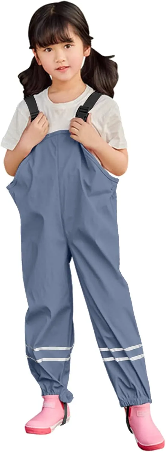 Toddler Rain Pants Kids Suspender Waterproof Lightweight for Kid, Toddler Dirty Proof for Boys and