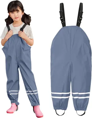 Toddler Rain Pants Kids Suspender Waterproof Lightweight for Kid, Toddler Dirty Proof for Boys and