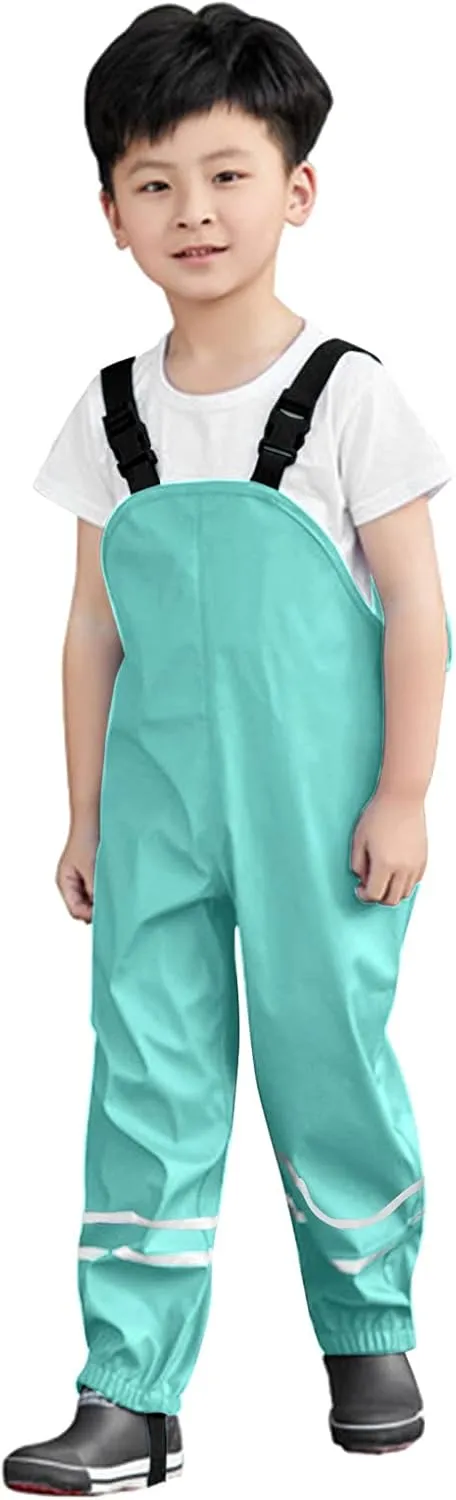 Toddler Rain Pants Kids' Waterproof Rain Pants Lightweight Reflective Rain Wear for Boys Girls Rain Bib