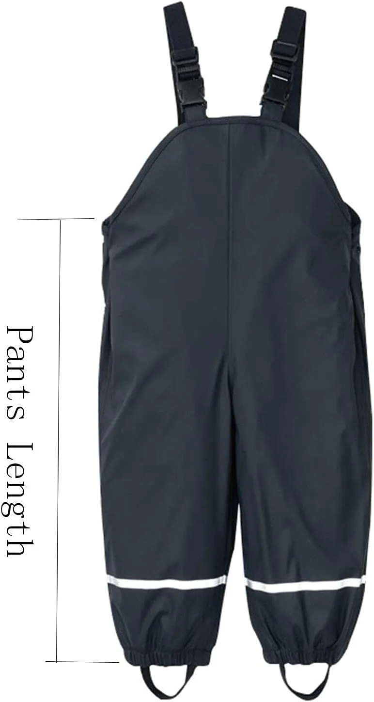 Toddler Rain Pants Kids' Waterproof Rain Pants Lightweight Reflective Rain Wear for Boys Girls Rain Bib