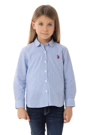 US POLO GIRLS BUTTON UP LONG SLEEVE SHIRT IN BLUE