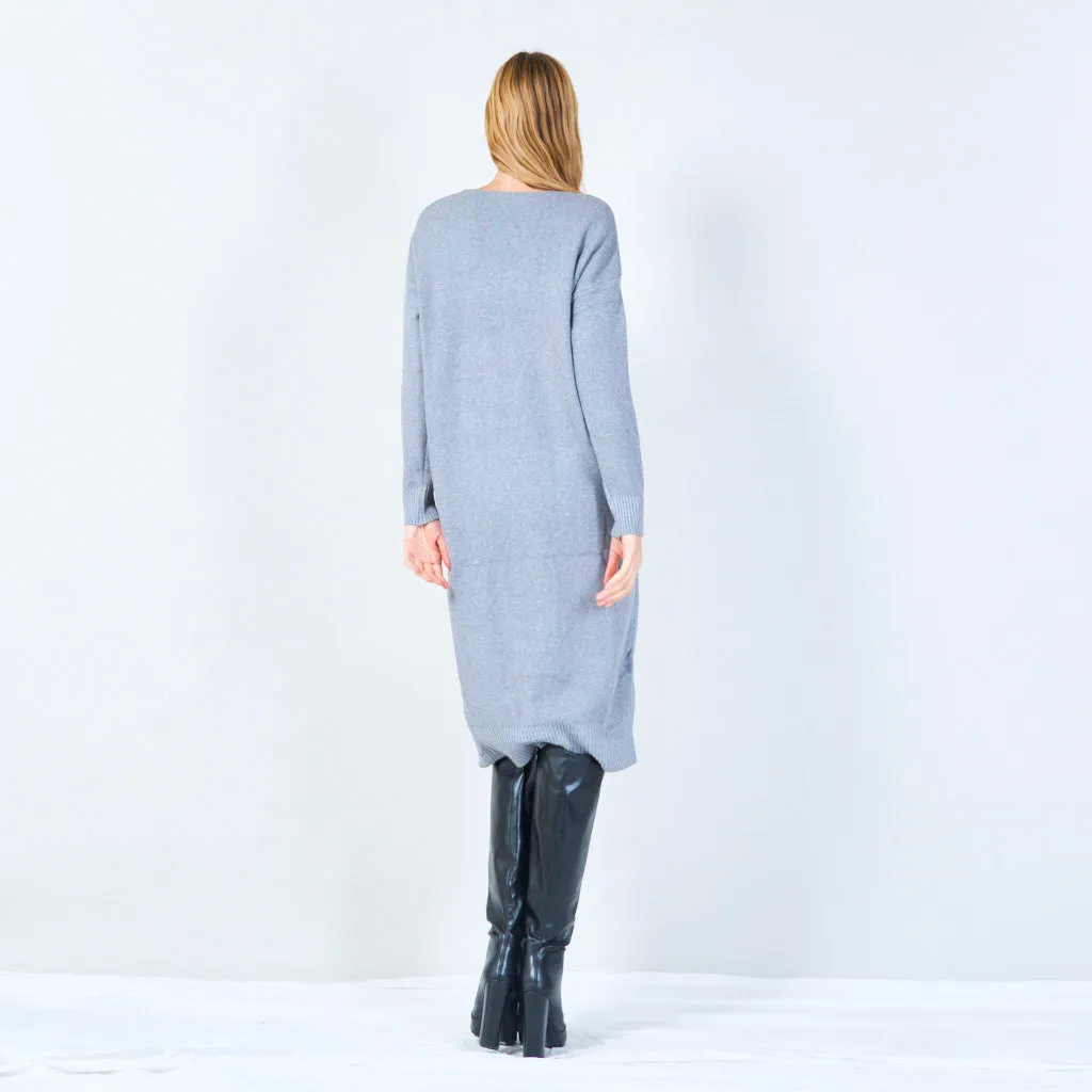 V-neck casual knit dress wholesale
