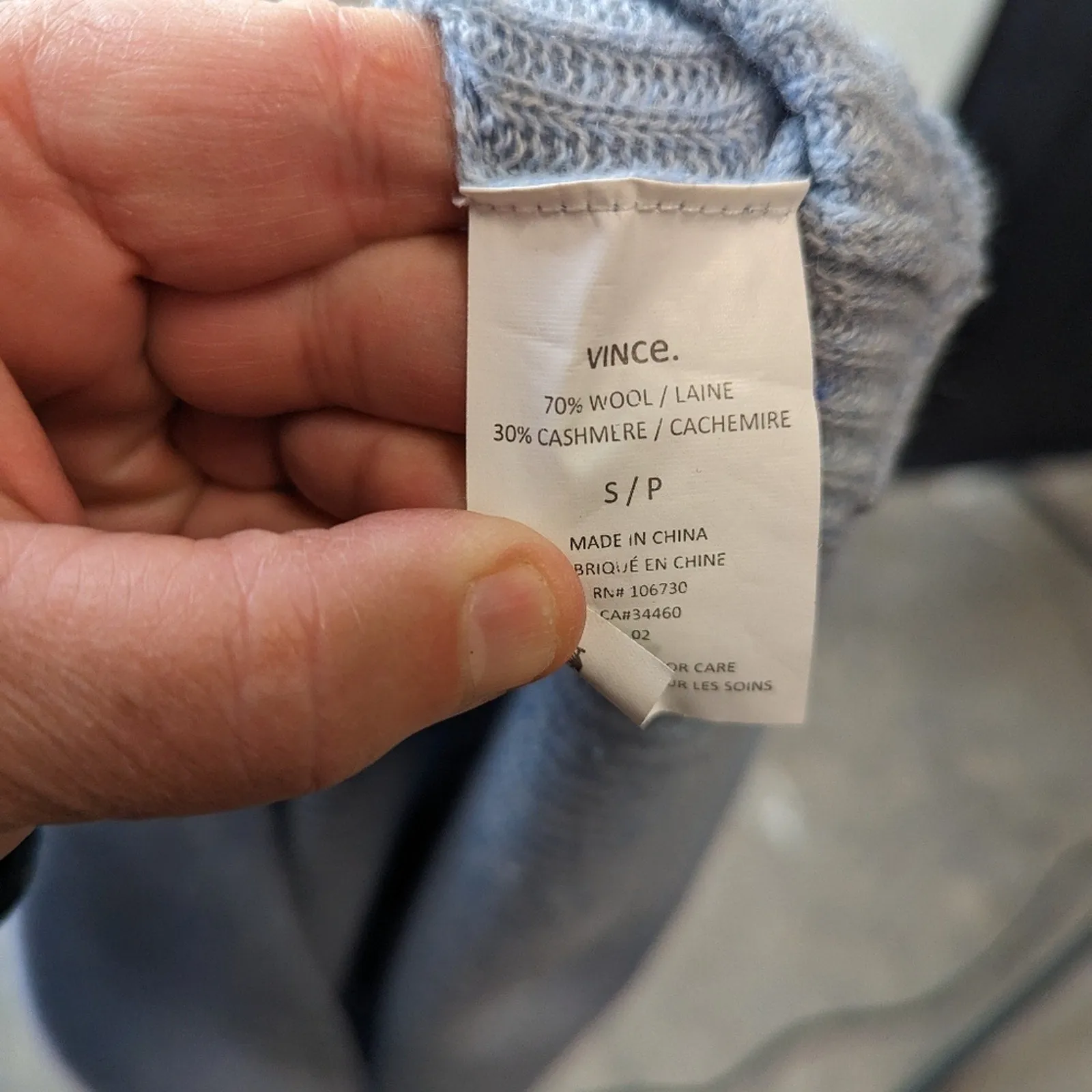 Vince Blue Ribbed Sweater S