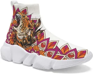Walking Shoes for Mens Running Sneakers Non Slip Athletic Fashion Sock Shoes Tiger Leopard Mesh Workout Casual Sports