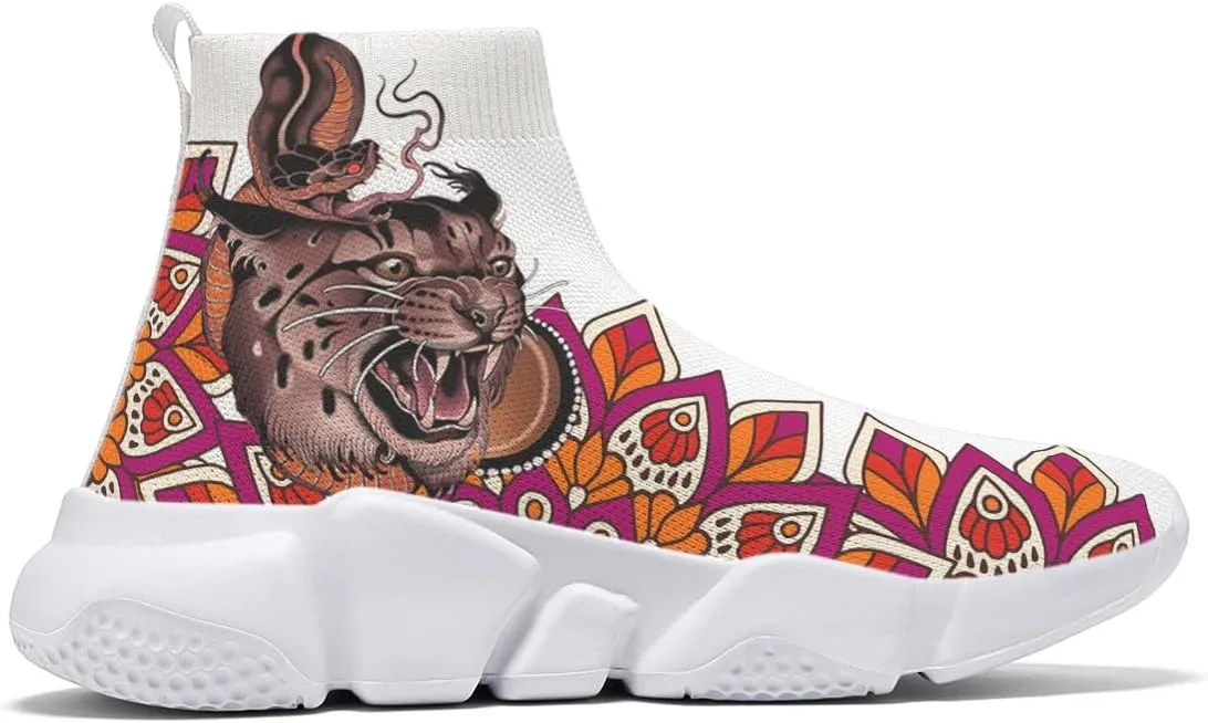 Walking Shoes for Mens Running Sneakers Non Slip Athletic Fashion Sock Shoes Tiger Leopard Mesh Workout Casual Sports