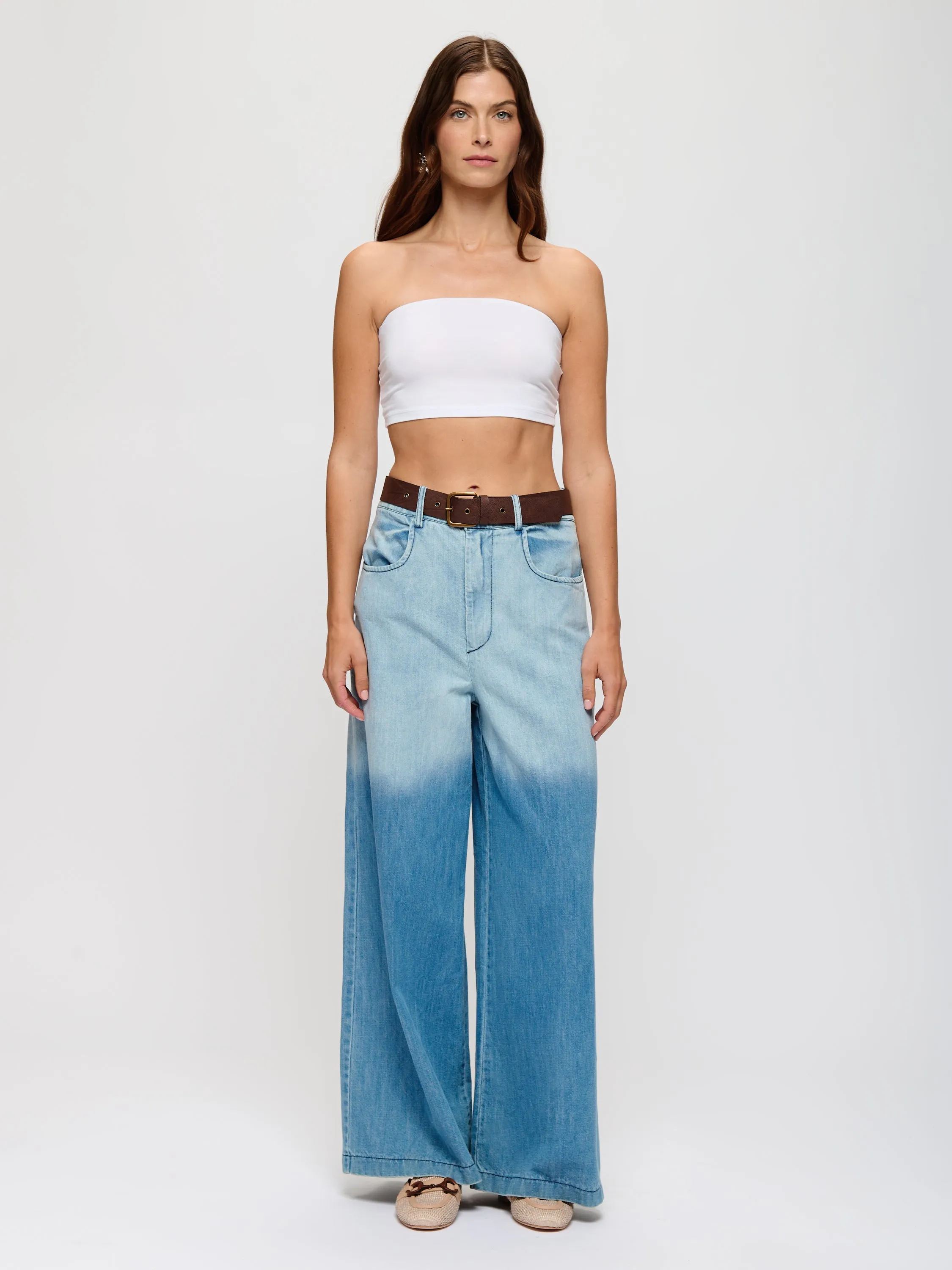 Wide Leg Ombre Denim Pants