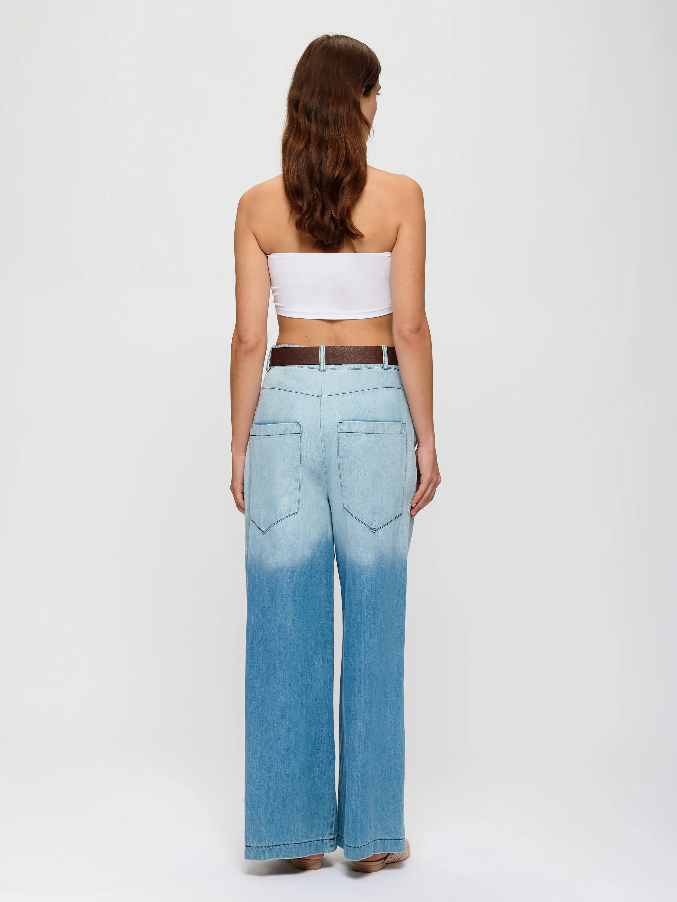 Wide Leg Ombre Denim Pants
