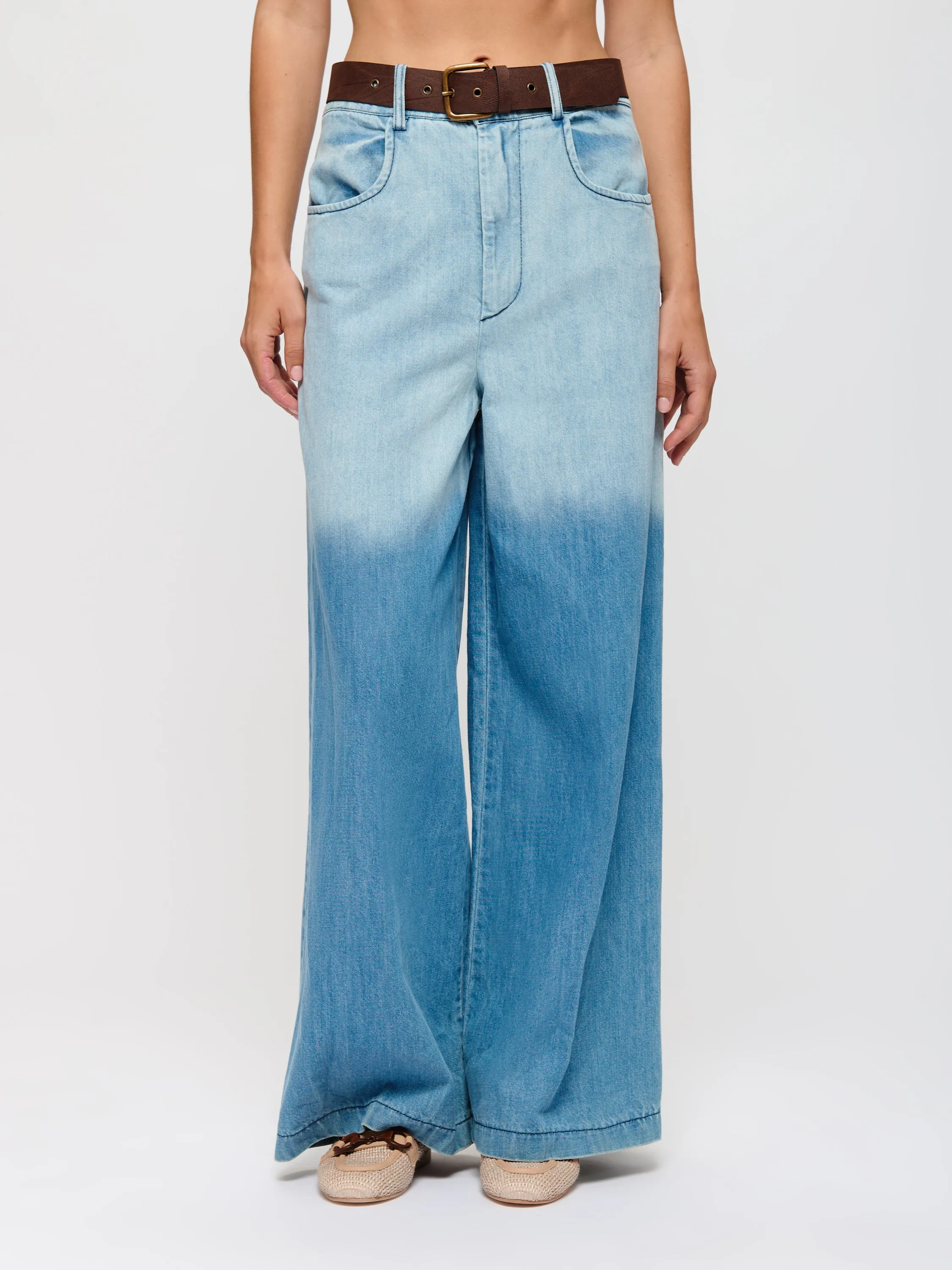 Wide Leg Ombre Denim Pants