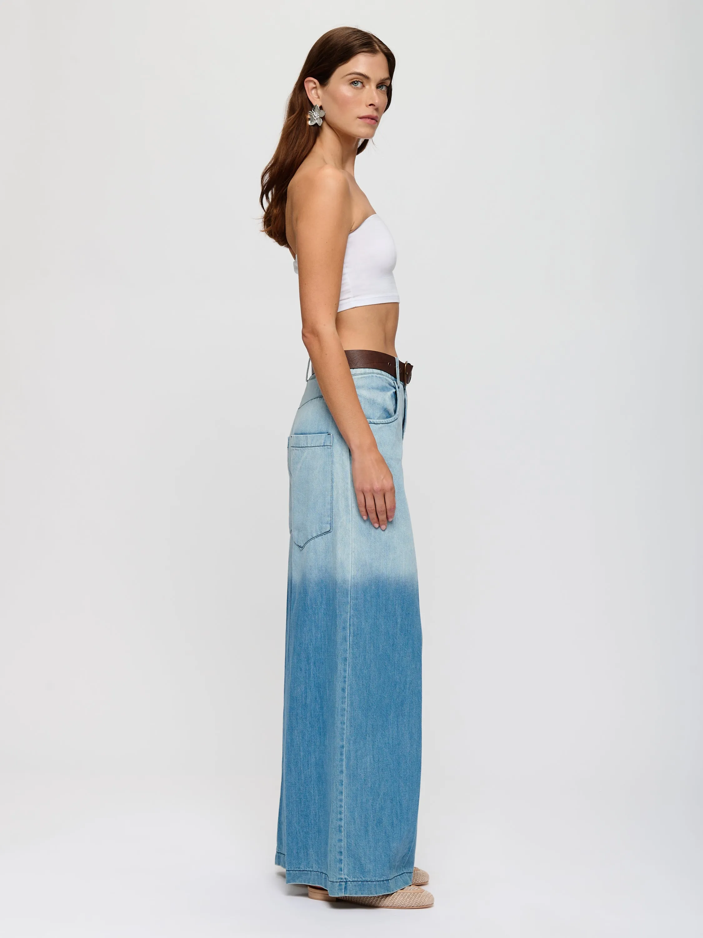 Wide Leg Ombre Denim Pants