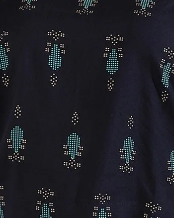 Women Floral Design Casual Tops | Navy